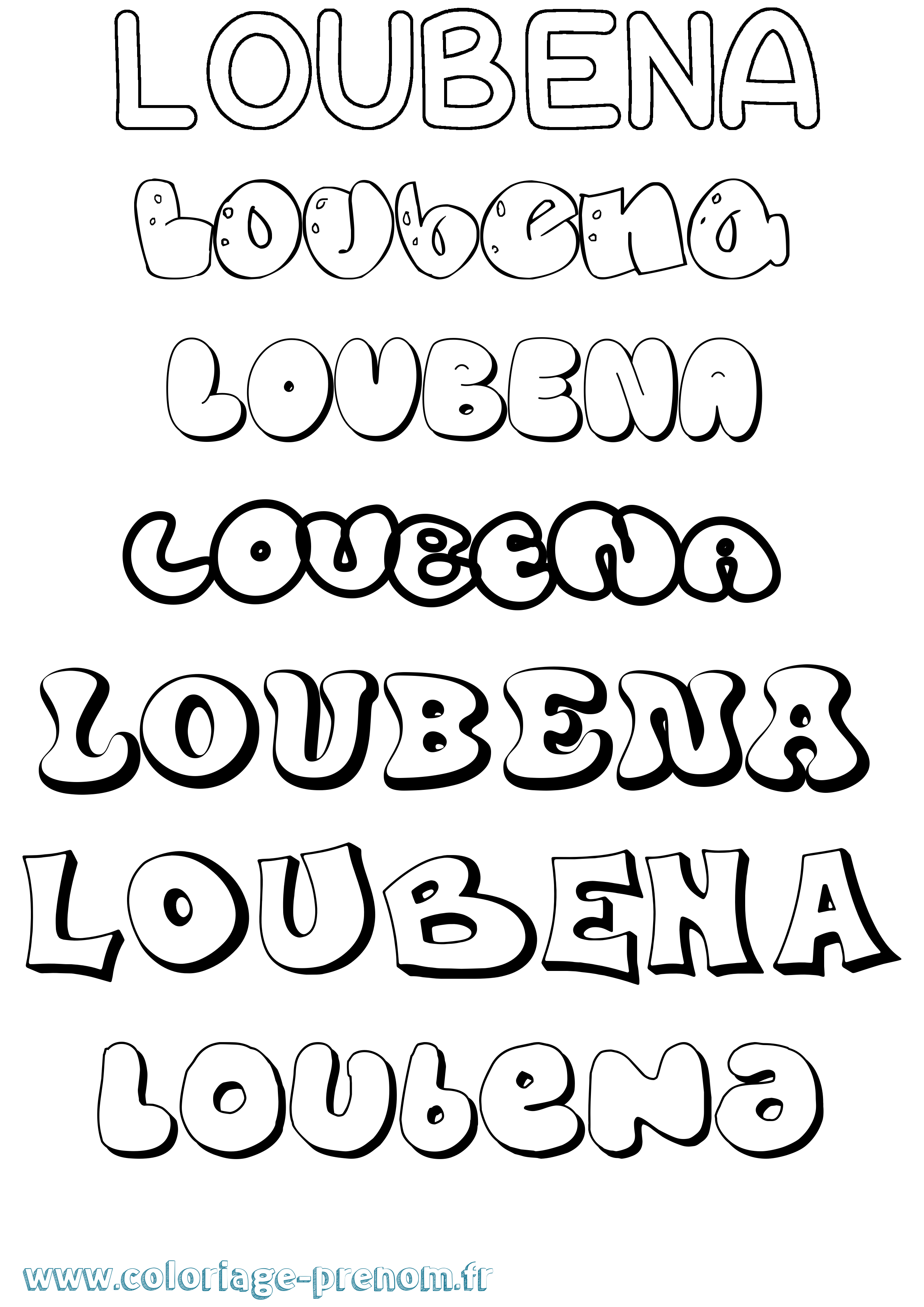 Coloriage Loubena Bubble Coloriage prénom Loubena Bubble