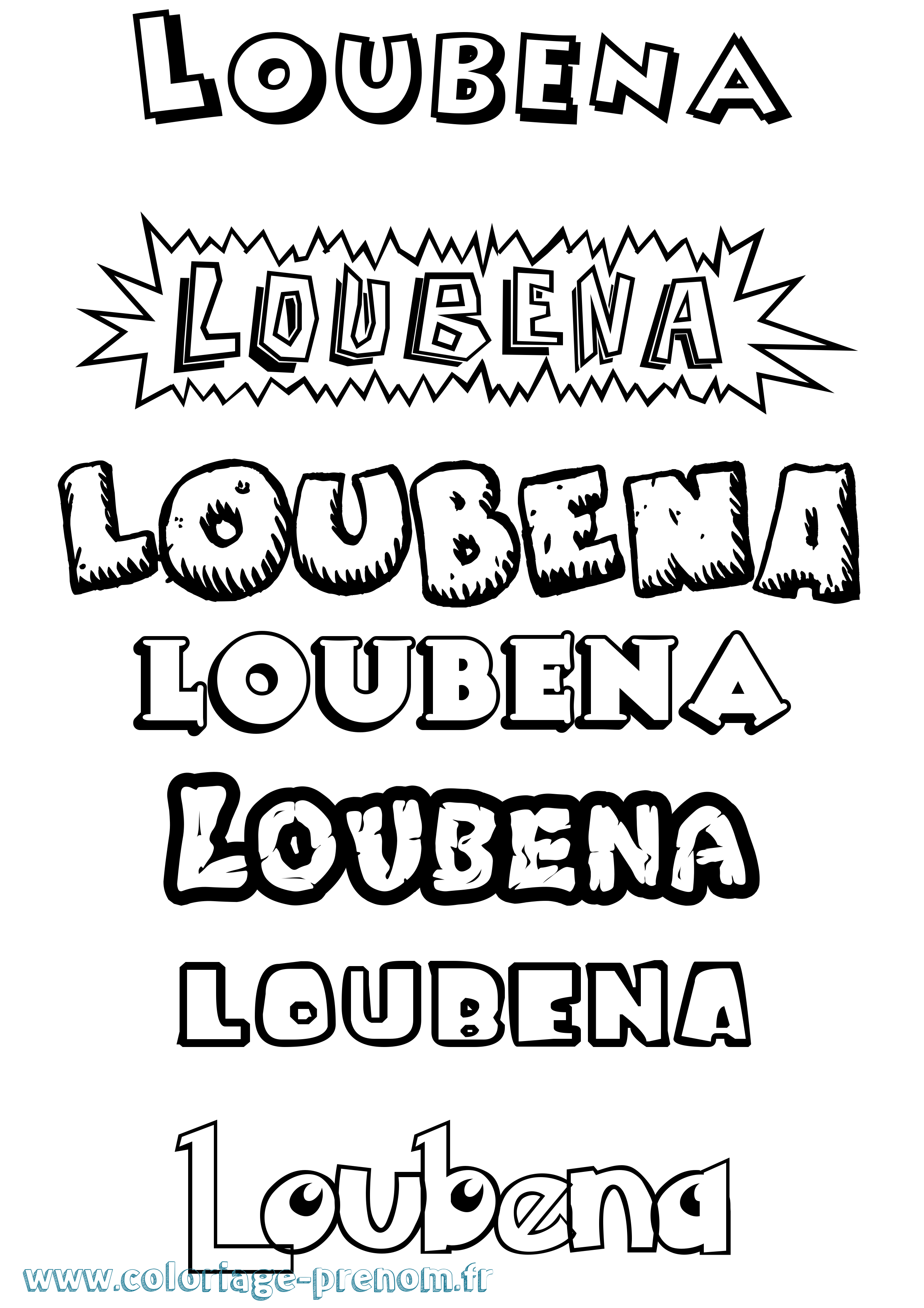 Coloriage Loubena Dessin Animé Coloriage prénom Loubena Dessin Animé