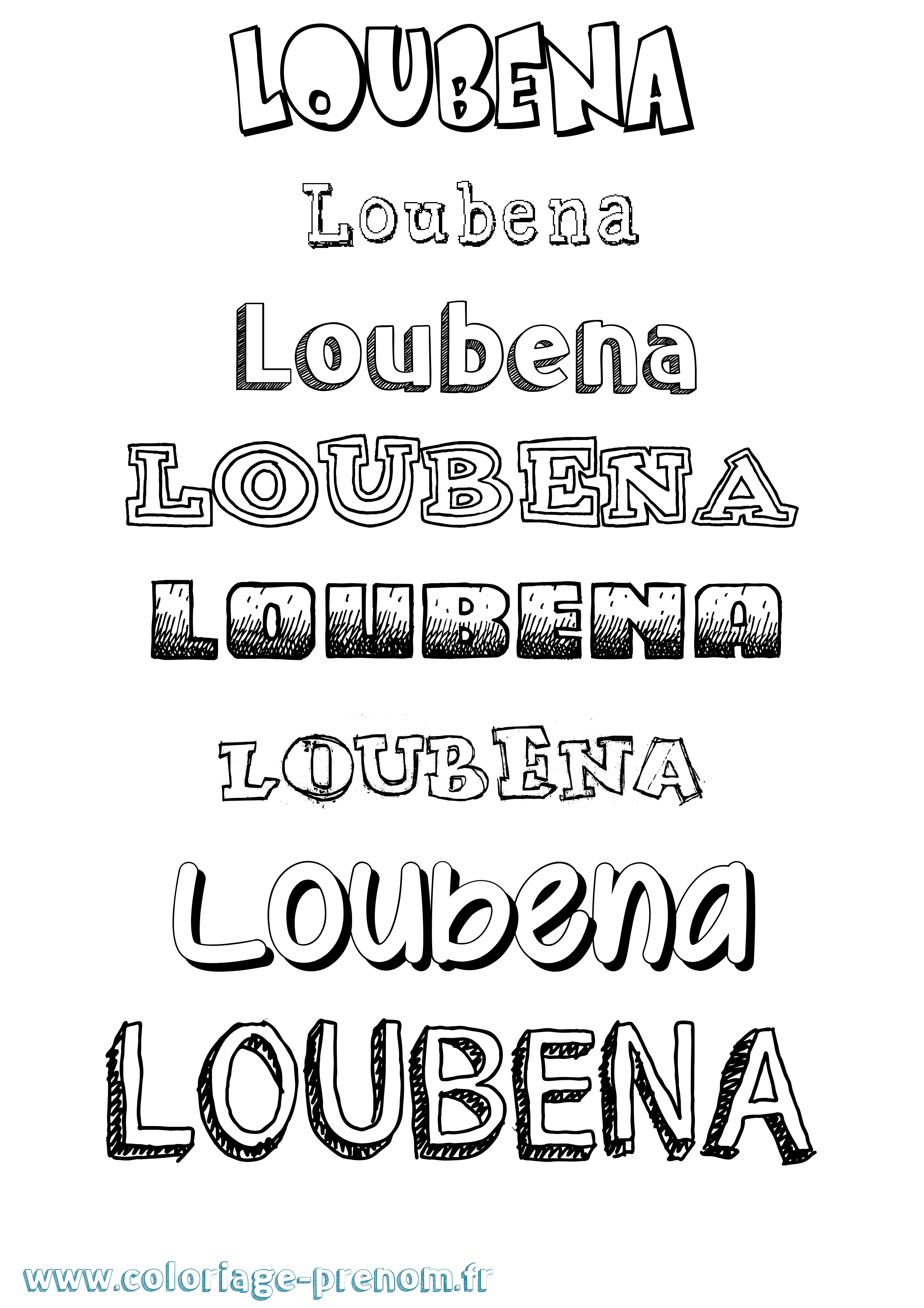 Coloriage Loubena Dessiné Coloriage prénom Loubena Dessiné