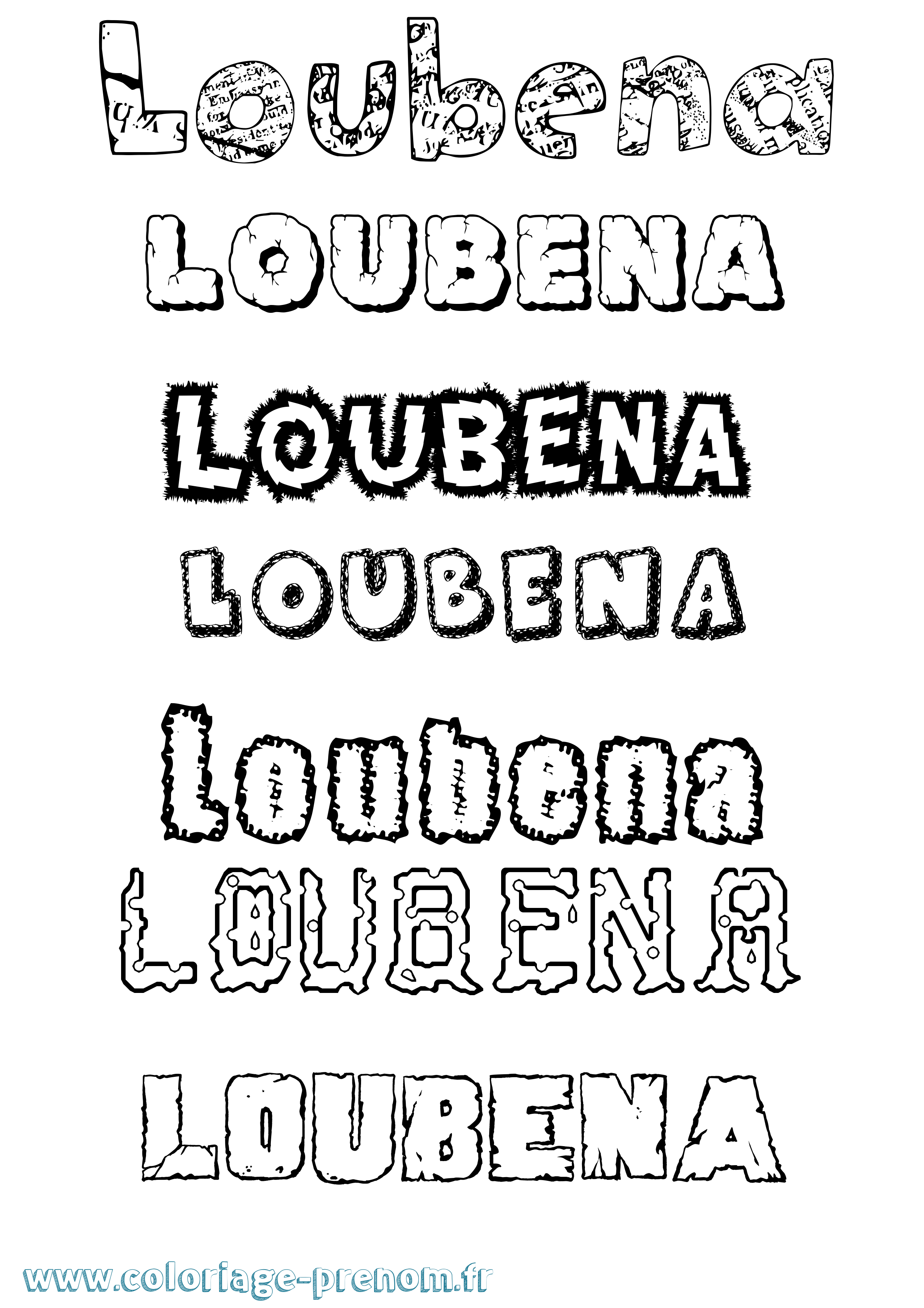 Coloriage Loubena Destructuré Coloriage prénom Loubena Destructuré