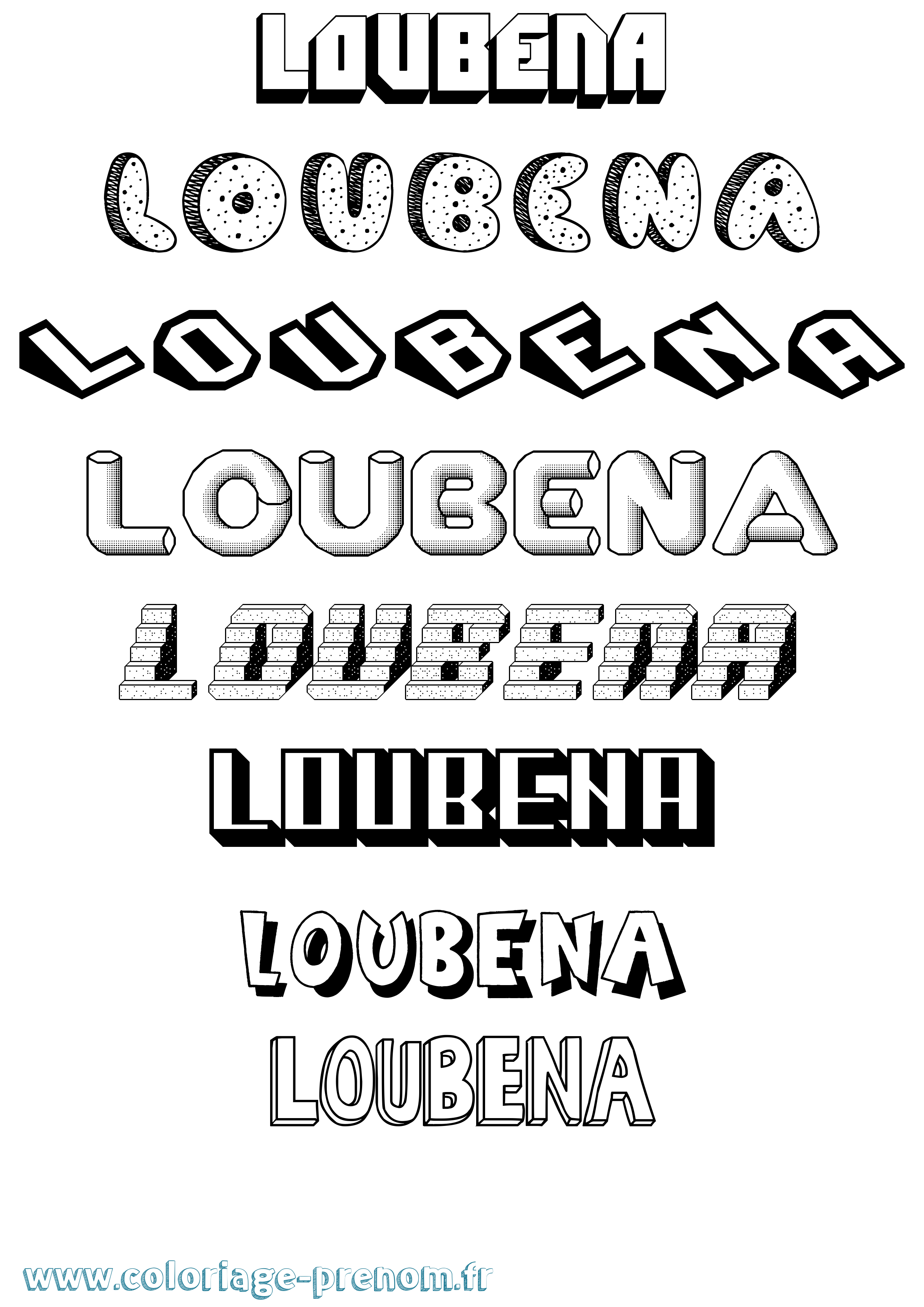 Coloriage Loubena Effet 3D Coloriage prénom Loubena Effet 3D