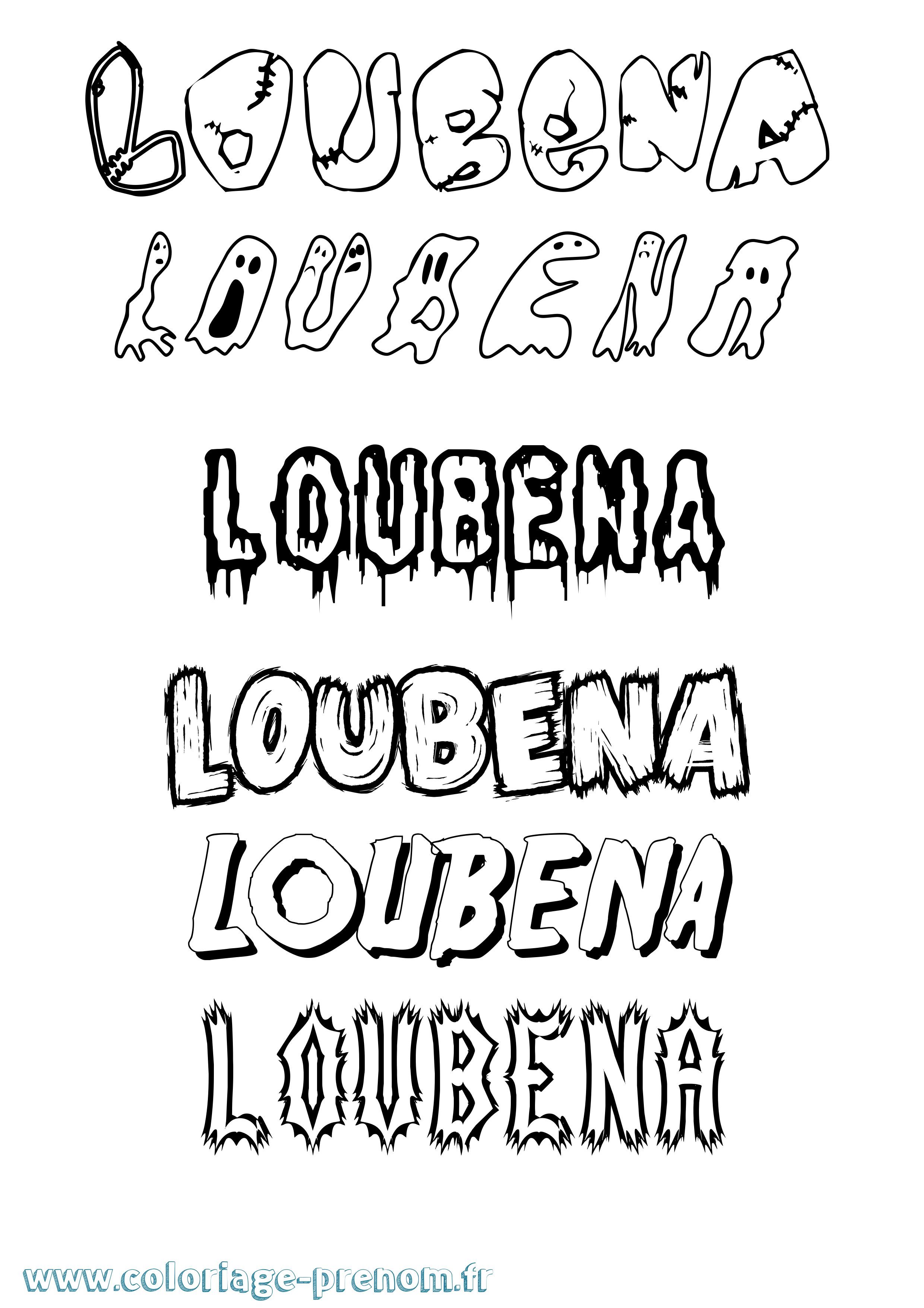 Coloriage Loubena Frisson Coloriage prénom Loubena Frisson