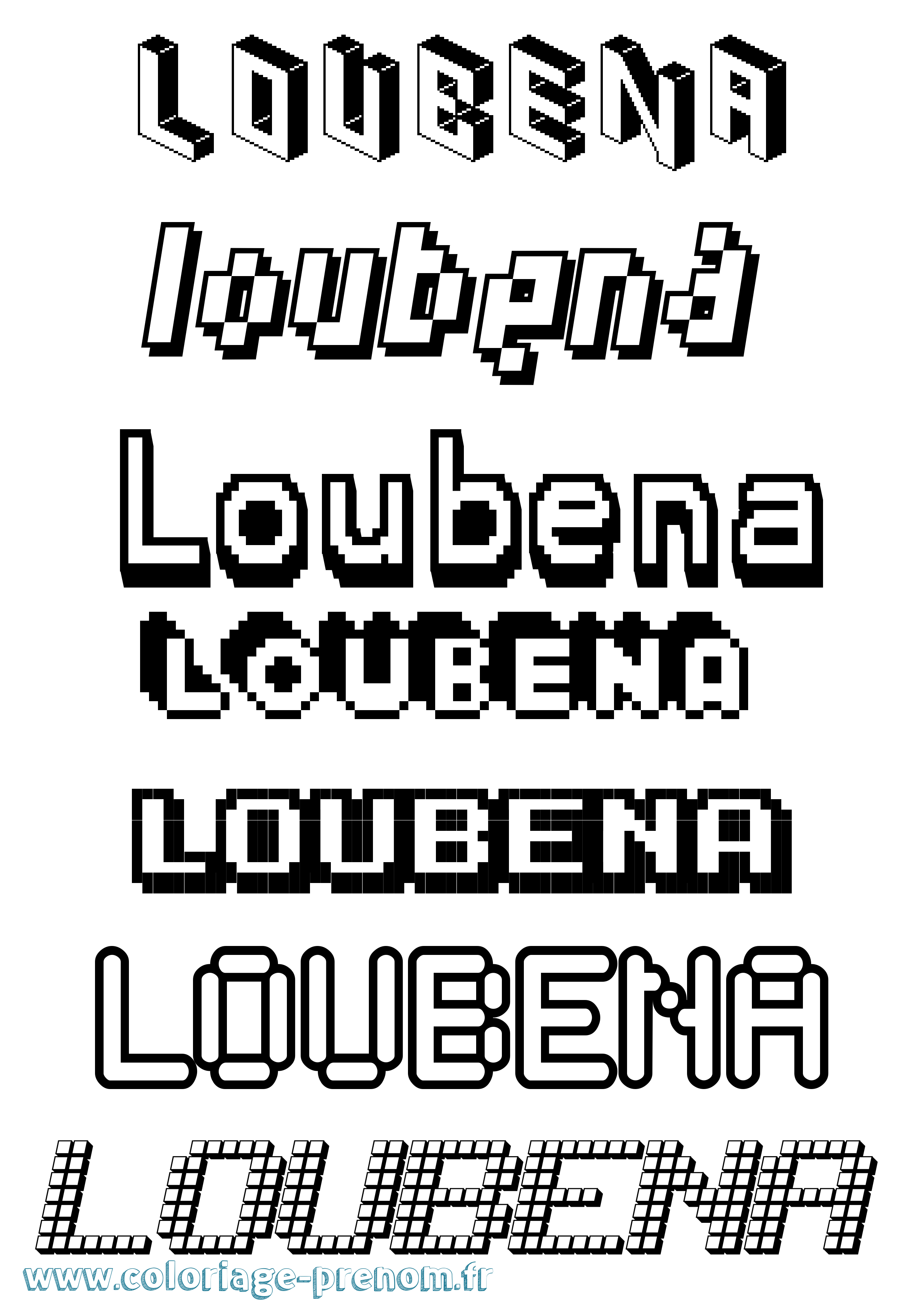 Coloriage Loubena Pixel Coloriage prénom Loubena Pixel