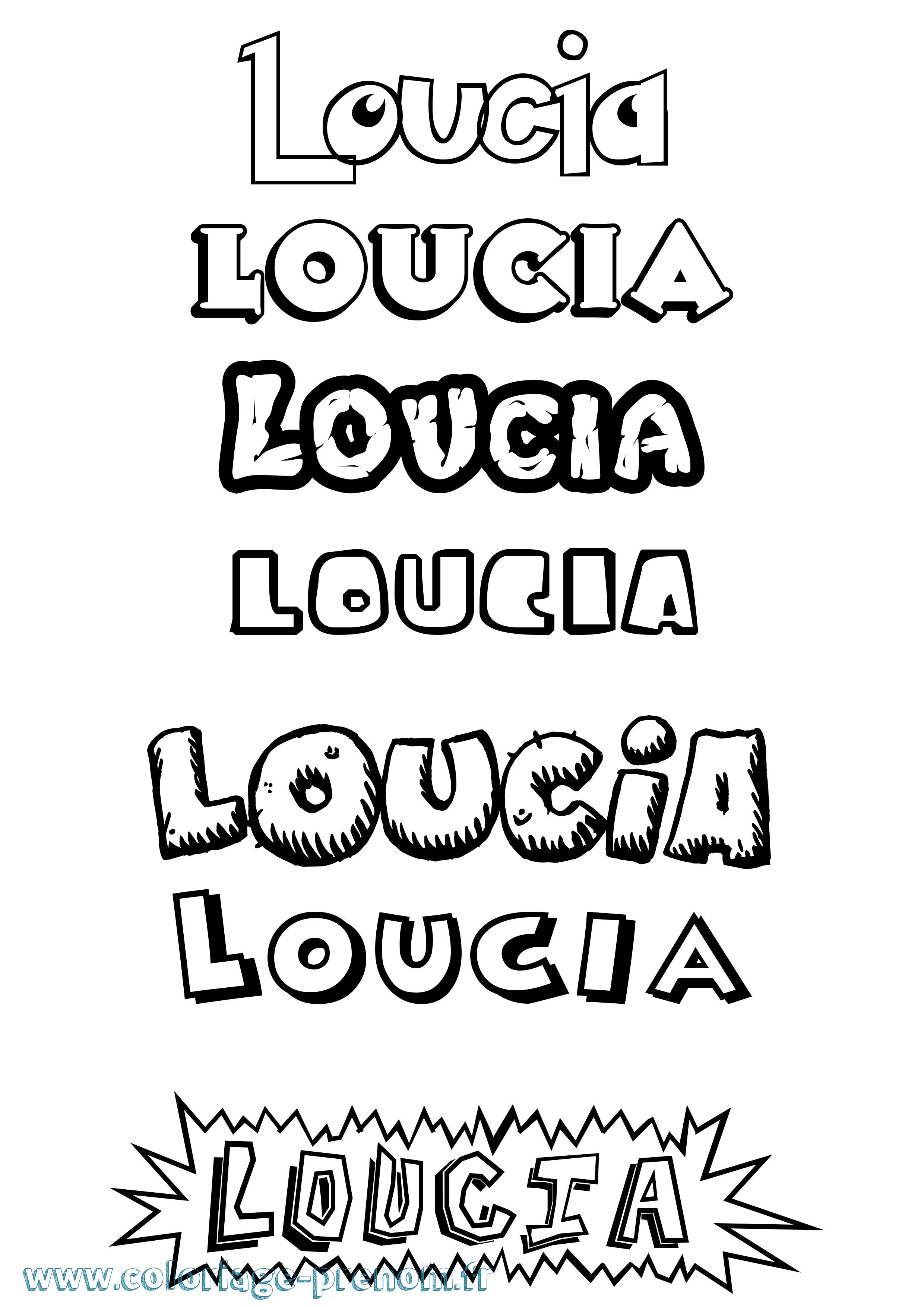 Coloriage Loucia Dessin Animé Coloriage prénom Loucia Dessin Animé