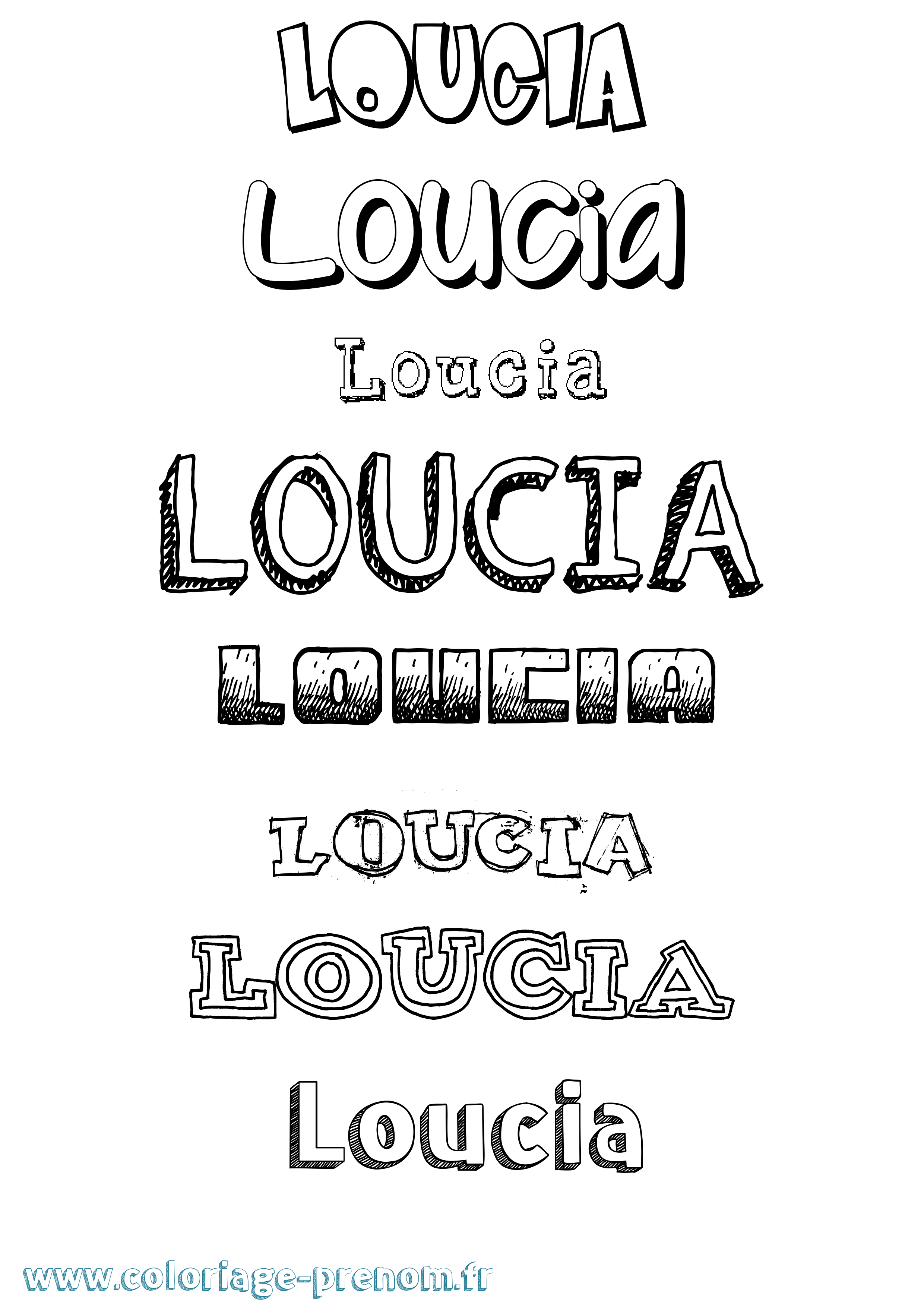 Coloriage Loucia Dessiné Coloriage prénom Loucia Dessiné