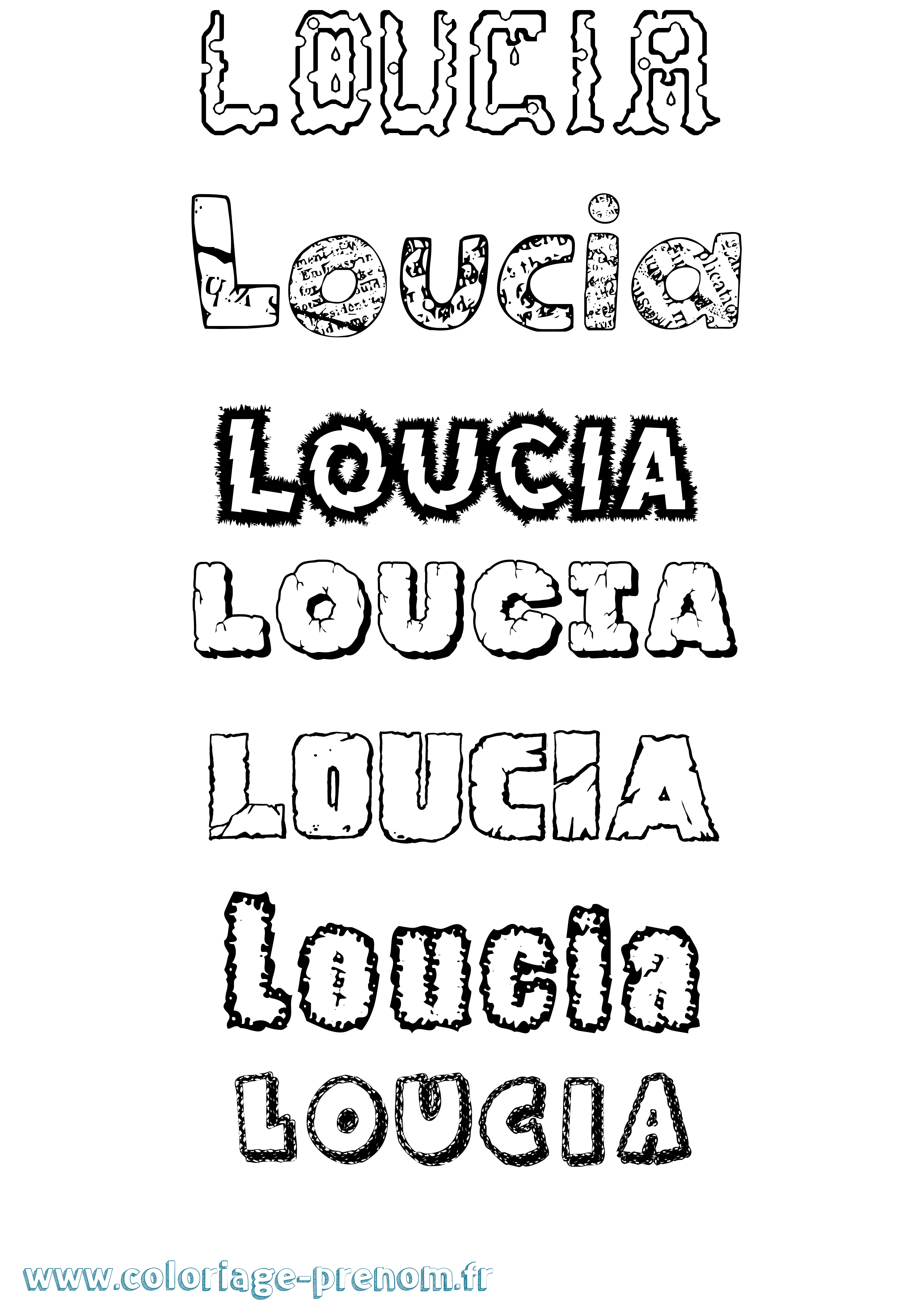 Coloriage Loucia Destructuré Coloriage prénom Loucia Destructuré