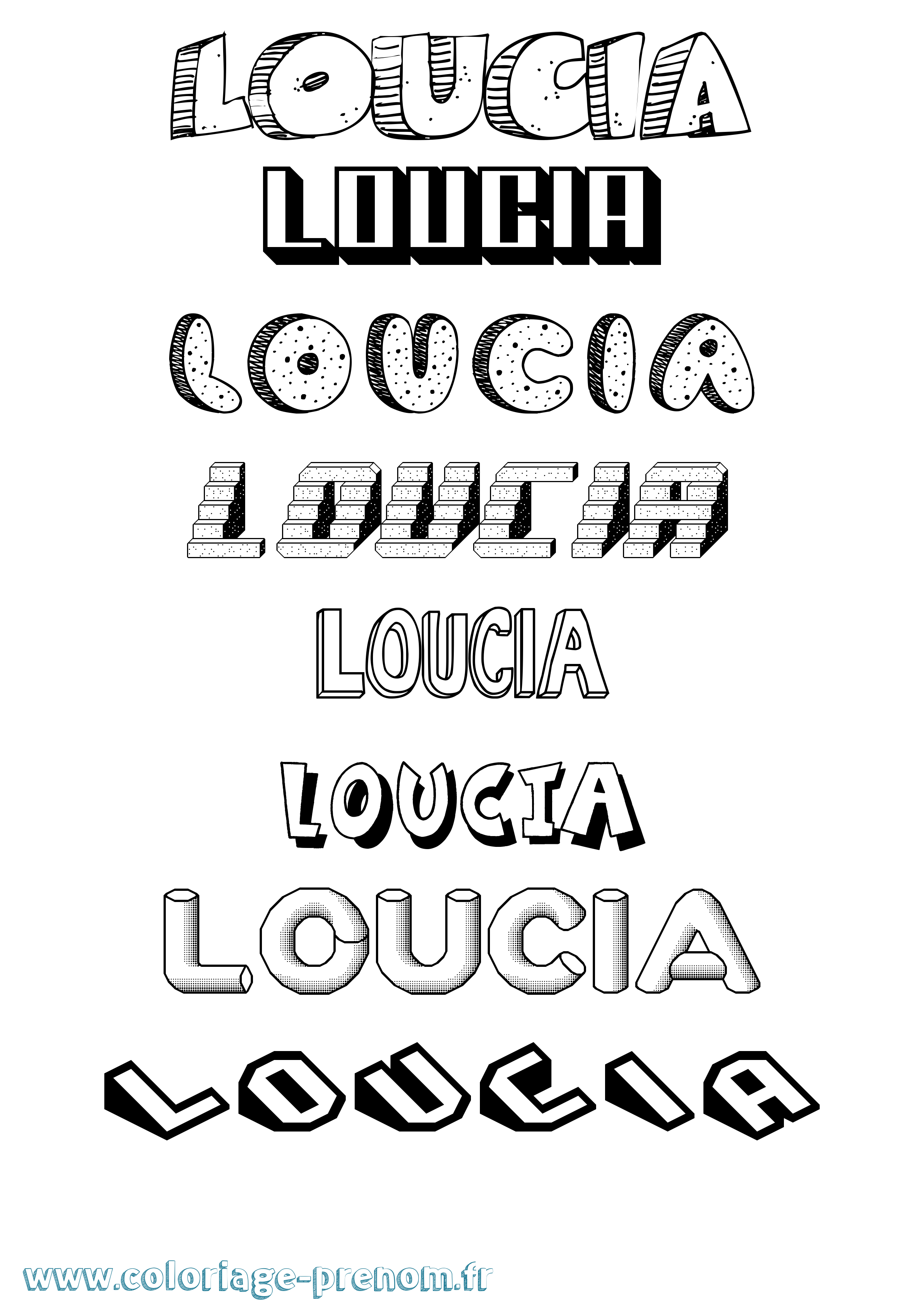 Coloriage Loucia Effet 3D Coloriage prénom Loucia Effet 3D