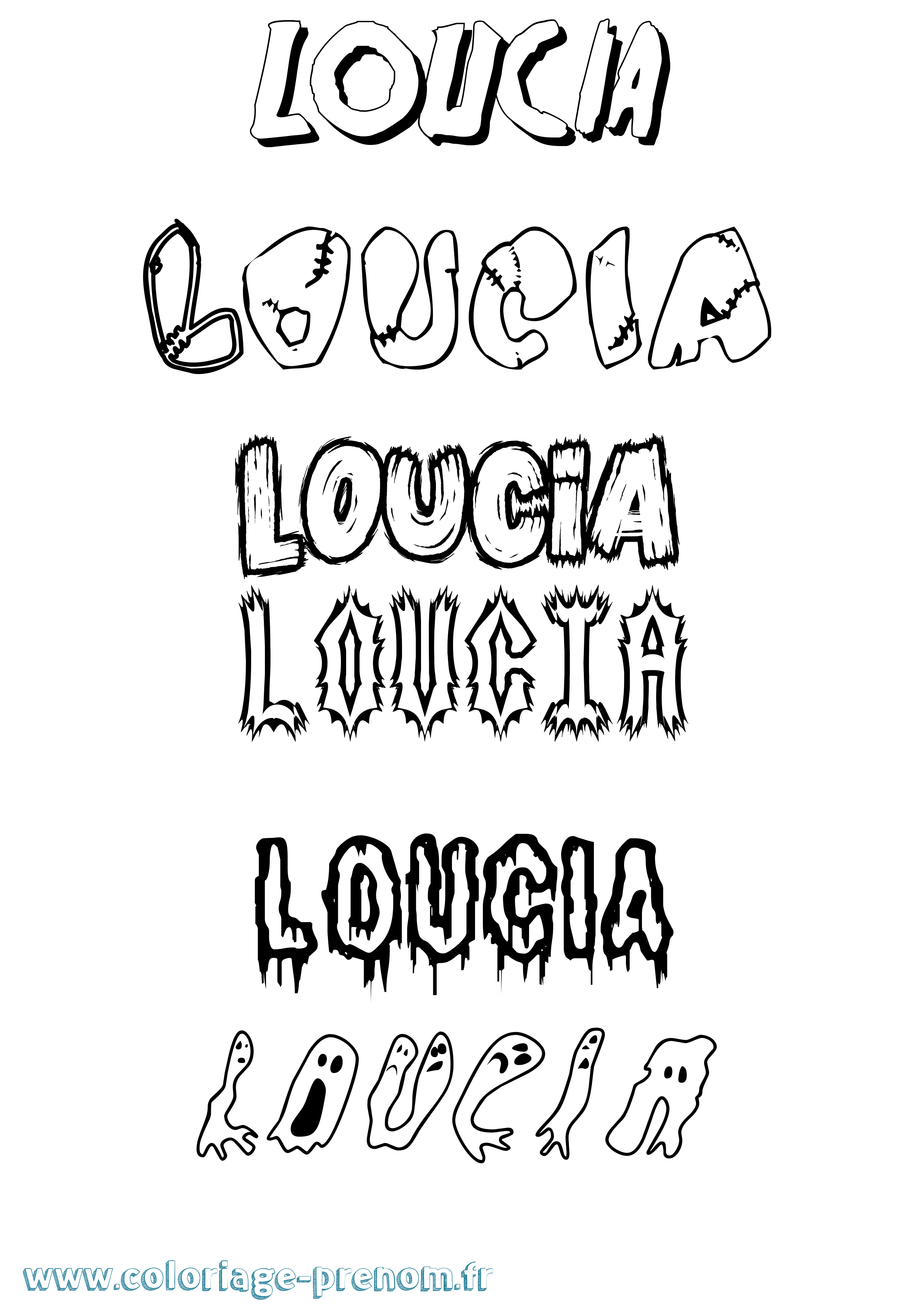 Coloriage Loucia Frisson Coloriage prénom Loucia Frisson