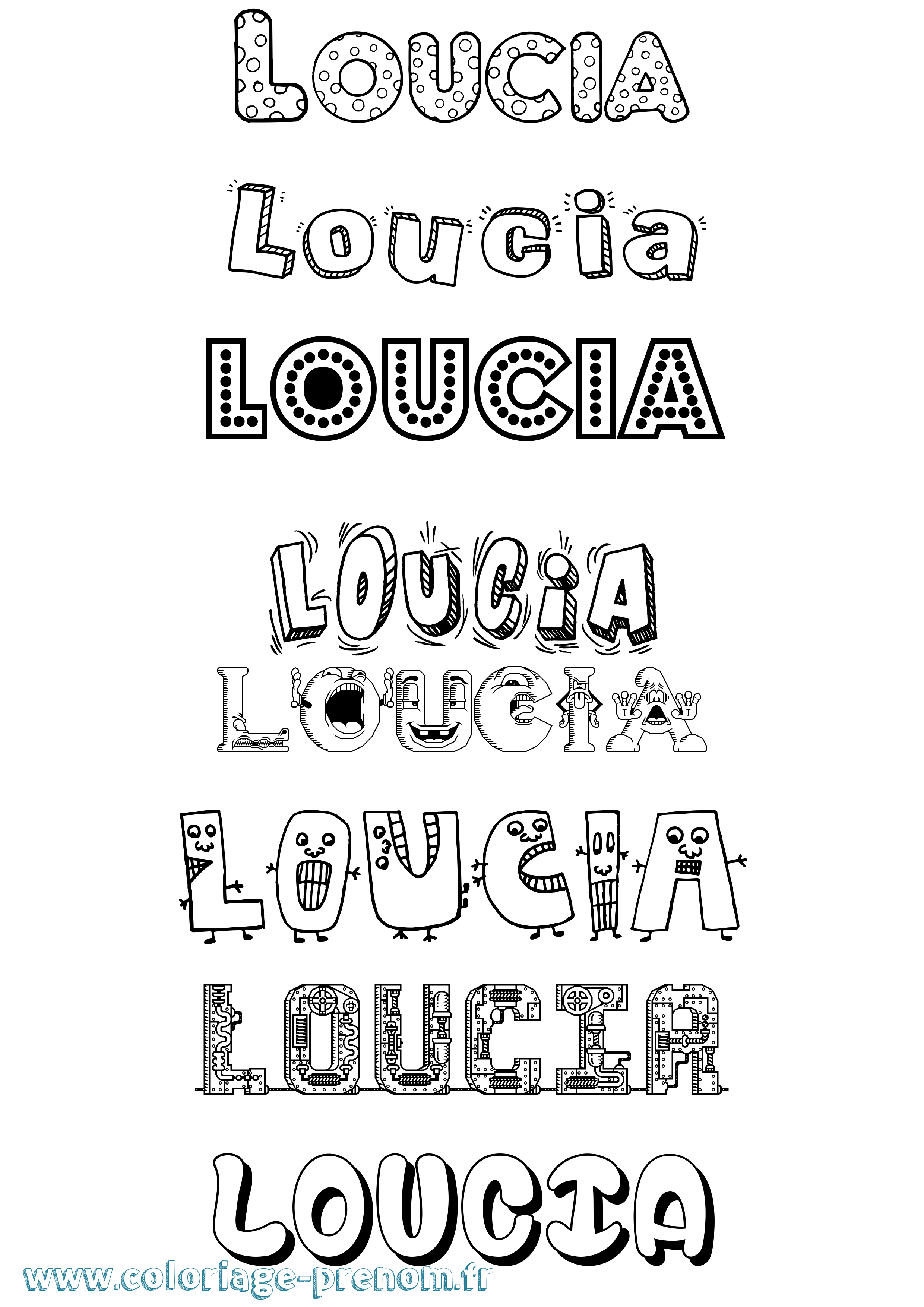 Coloriage Loucia Fun Coloriage prénom Loucia Fun