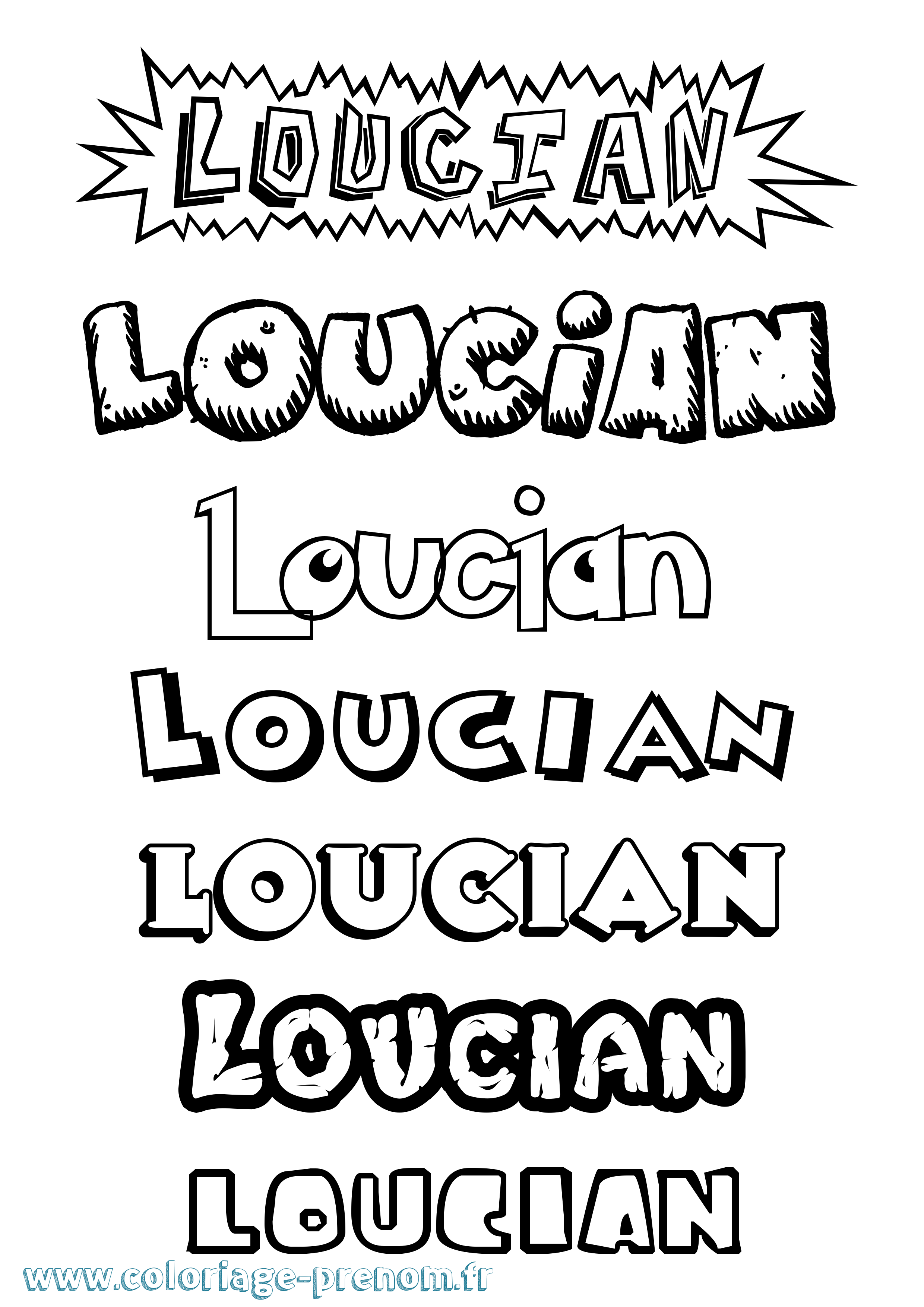 Coloriage Loucian Dessin Animé Coloriage prénom Loucian Dessin Animé