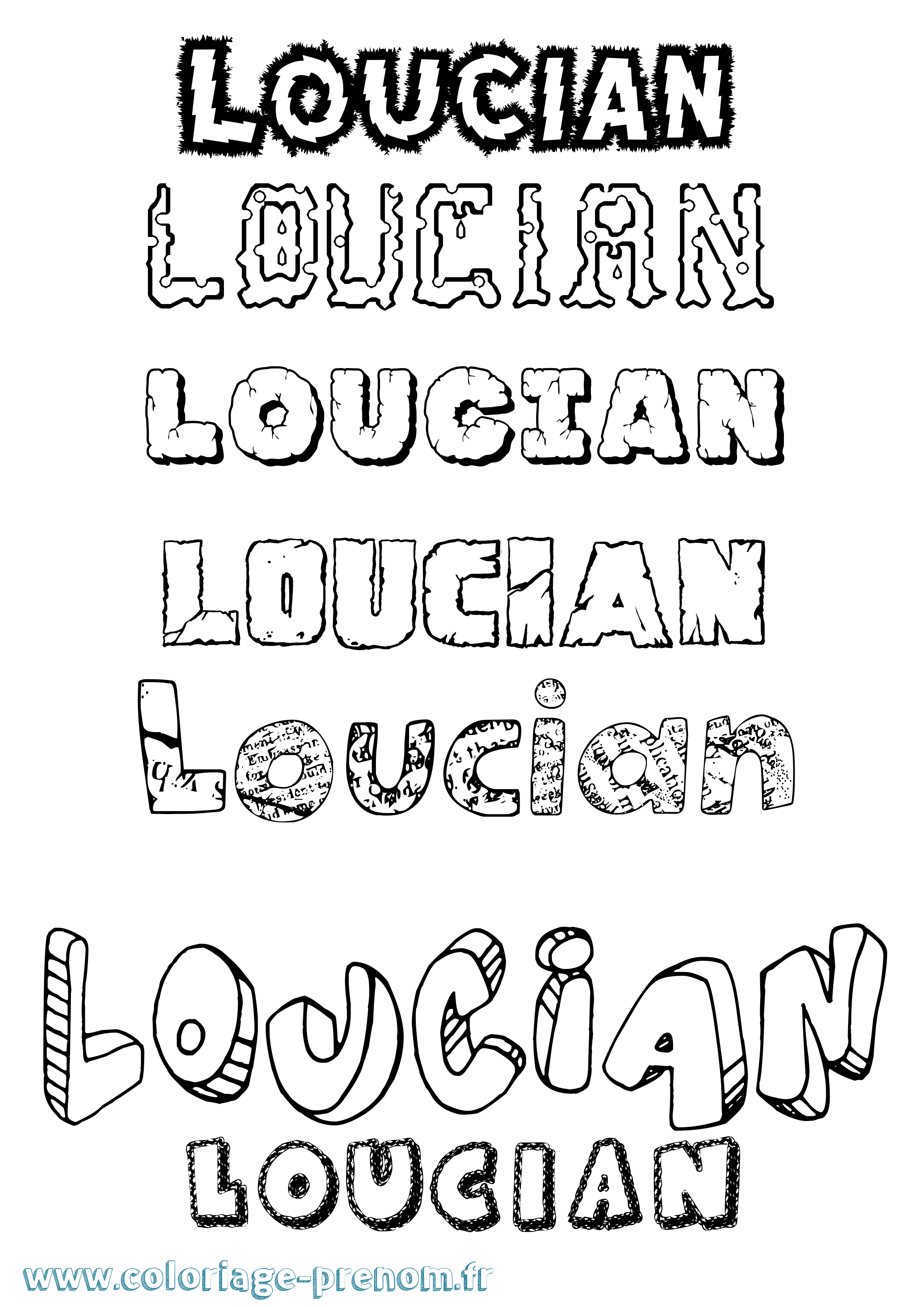 Coloriage Loucian Destructuré Coloriage prénom Loucian Destructuré