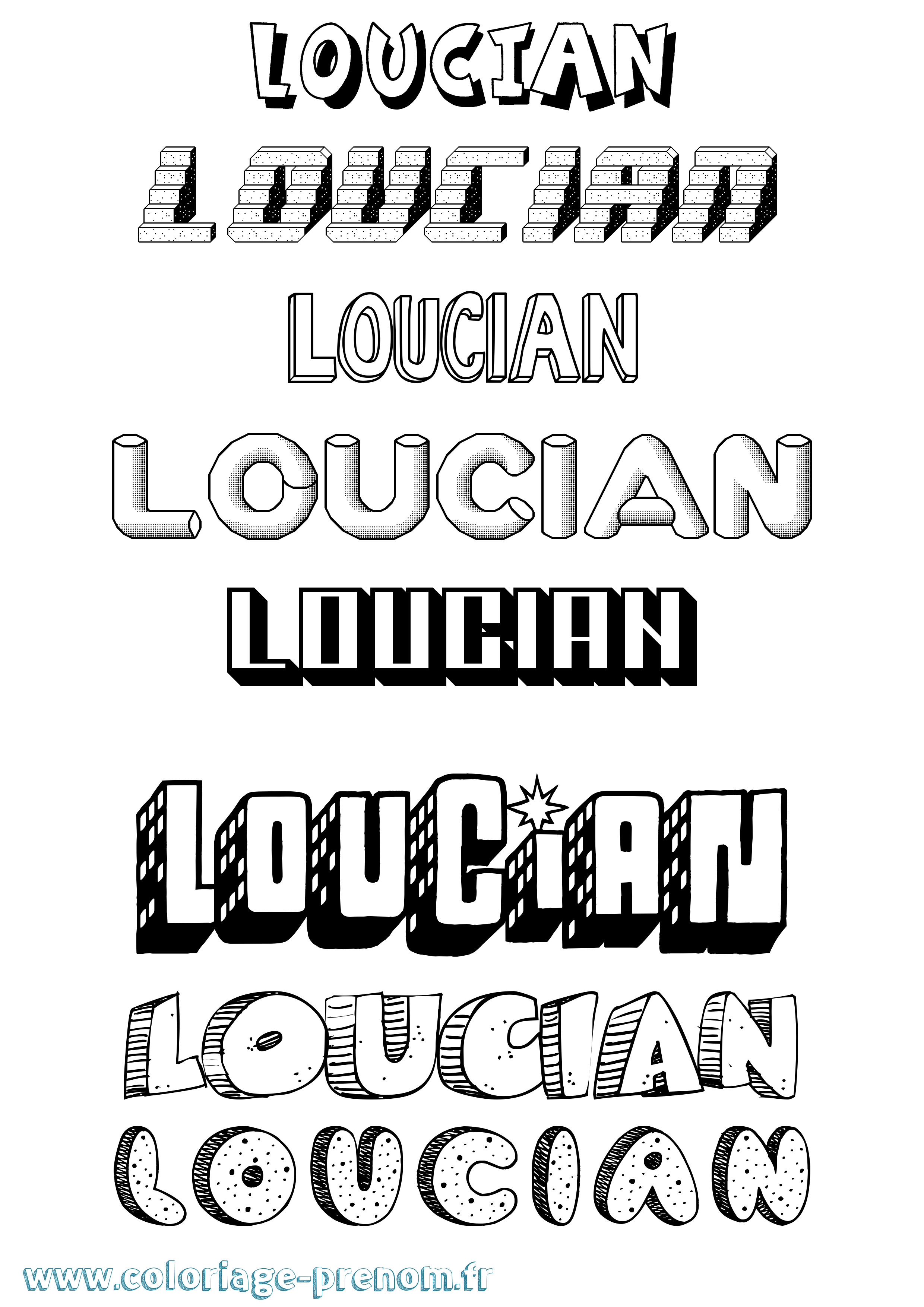 Coloriage Loucian Effet 3D Coloriage prénom Loucian Effet 3D