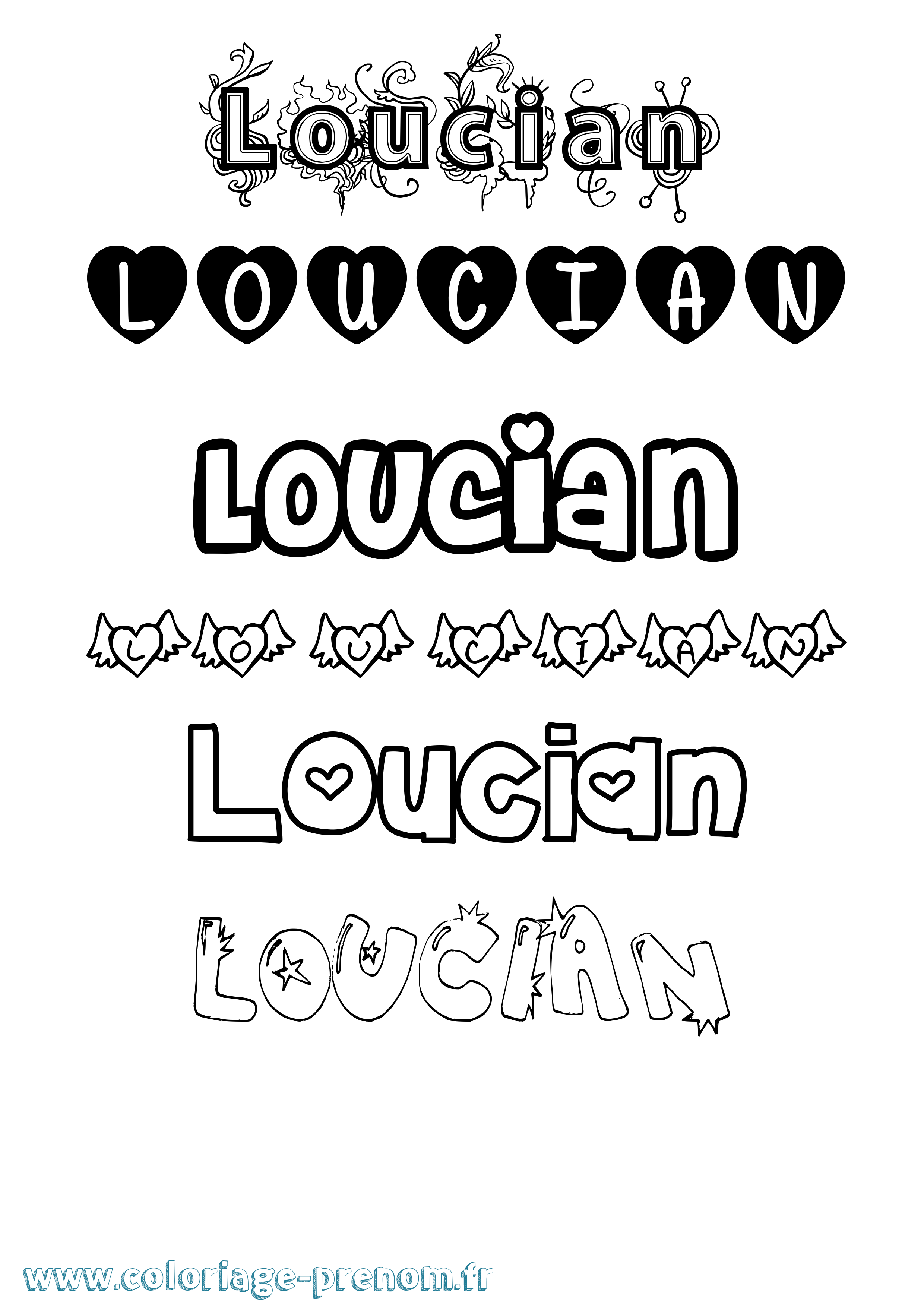 Coloriage Loucian Girly Coloriage prénom Loucian Girly