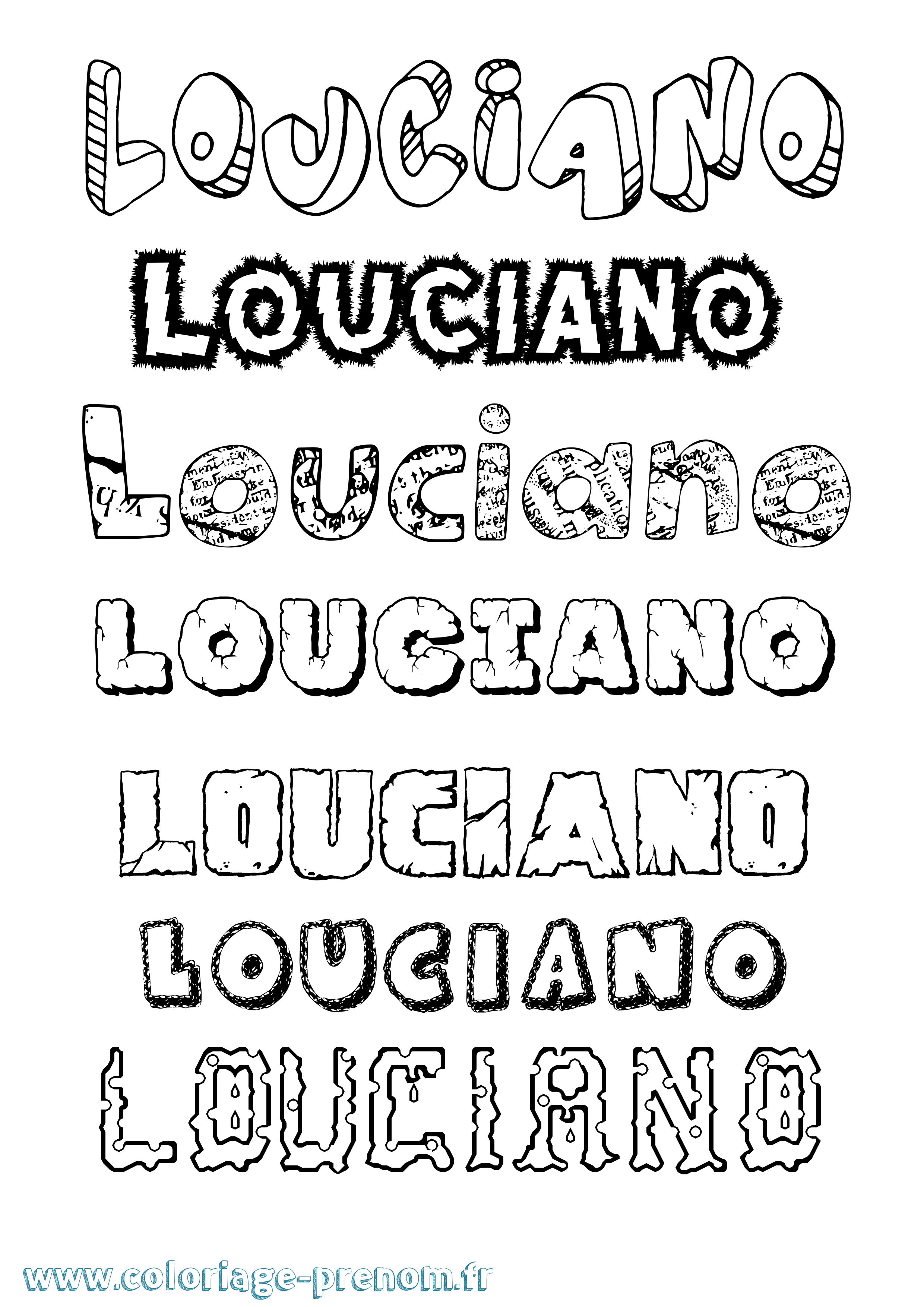 Coloriage Louciano Destructuré Coloriage prénom Louciano Destructuré