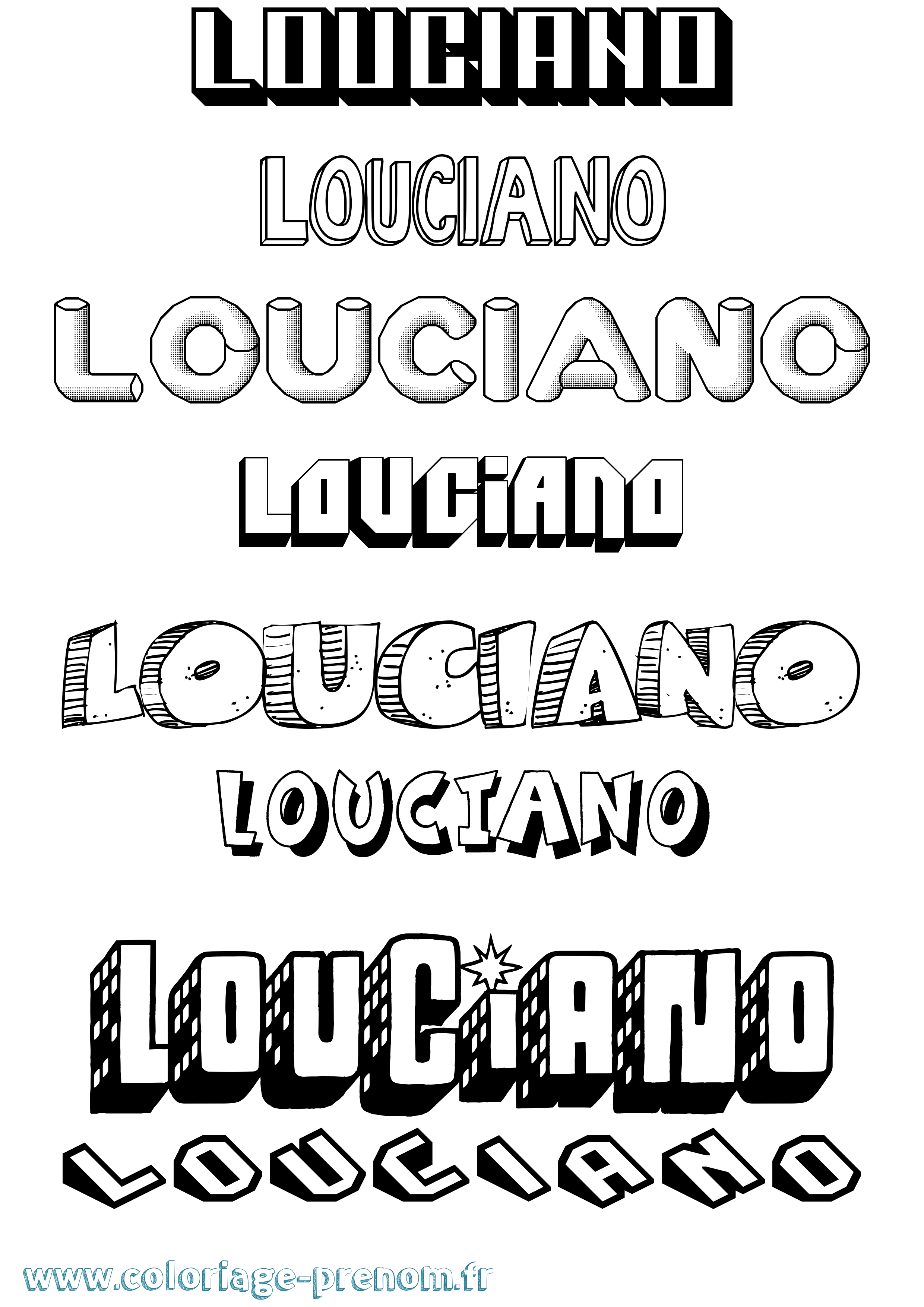 Coloriage Louciano Effet 3D Coloriage prénom Louciano Effet 3D