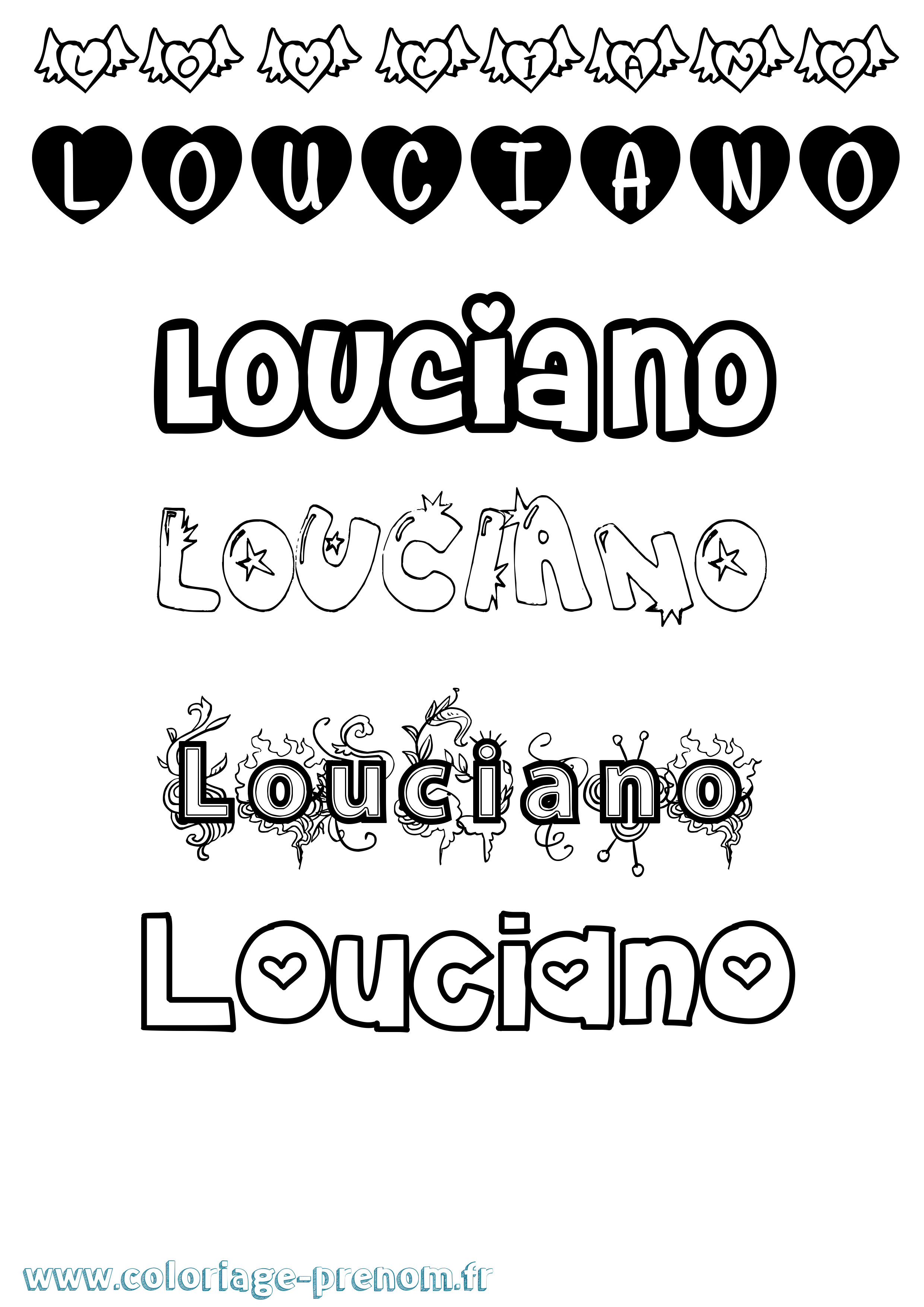 Coloriage Louciano Girly Coloriage prénom Louciano Girly