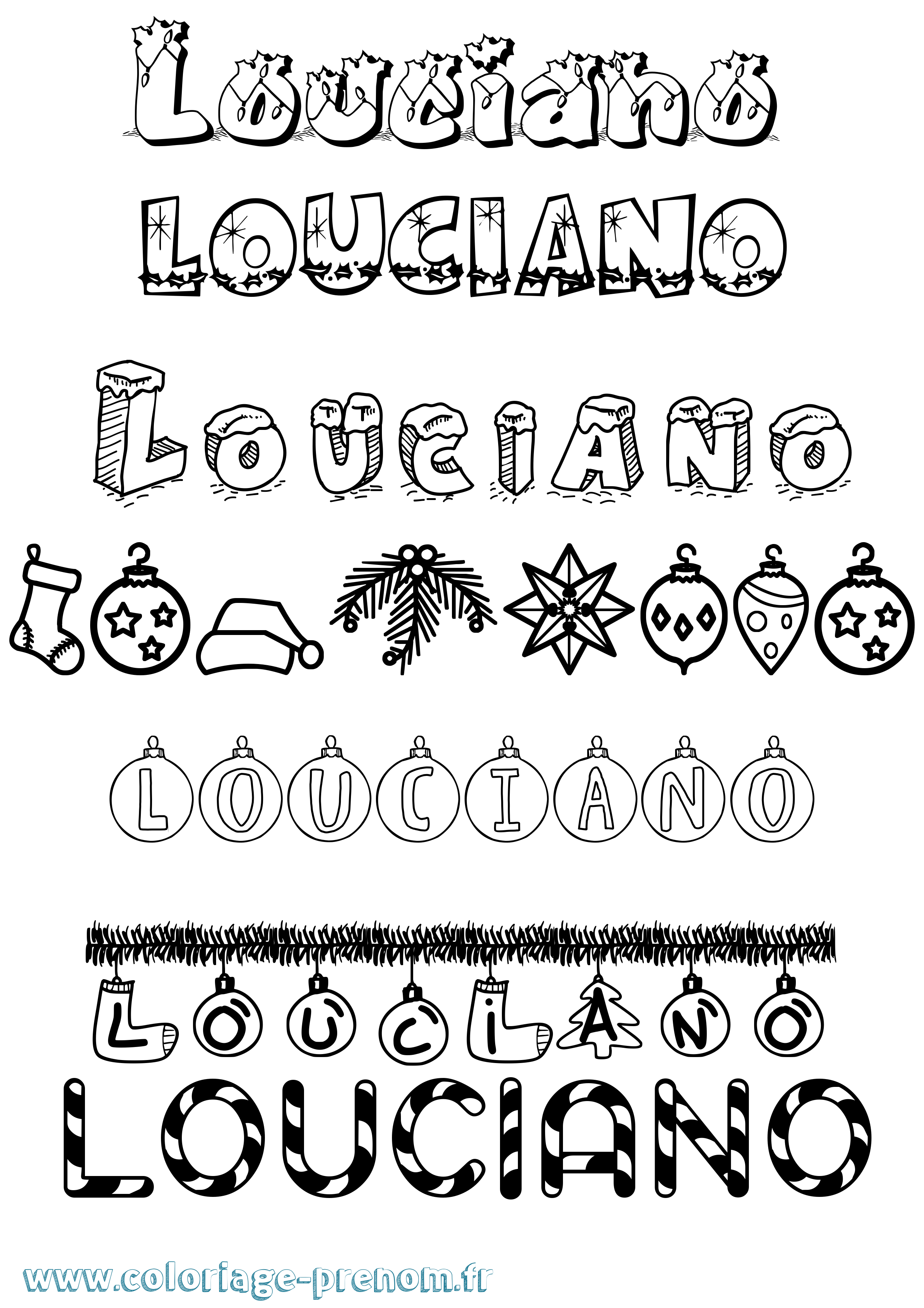 Coloriage Louciano Noël Coloriage prénom Louciano Noël