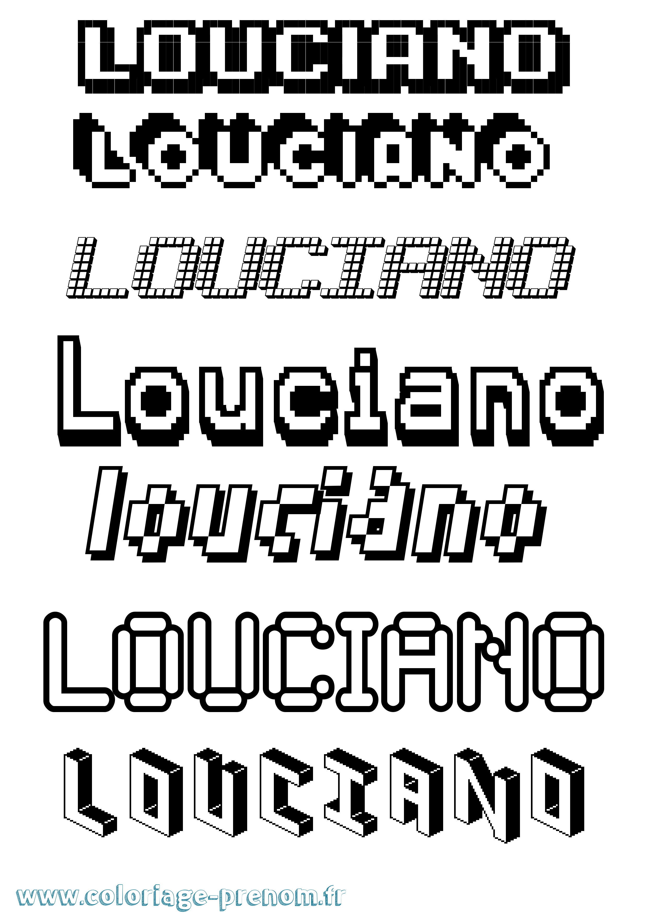 Coloriage Louciano Pixel Coloriage prénom Louciano Pixel