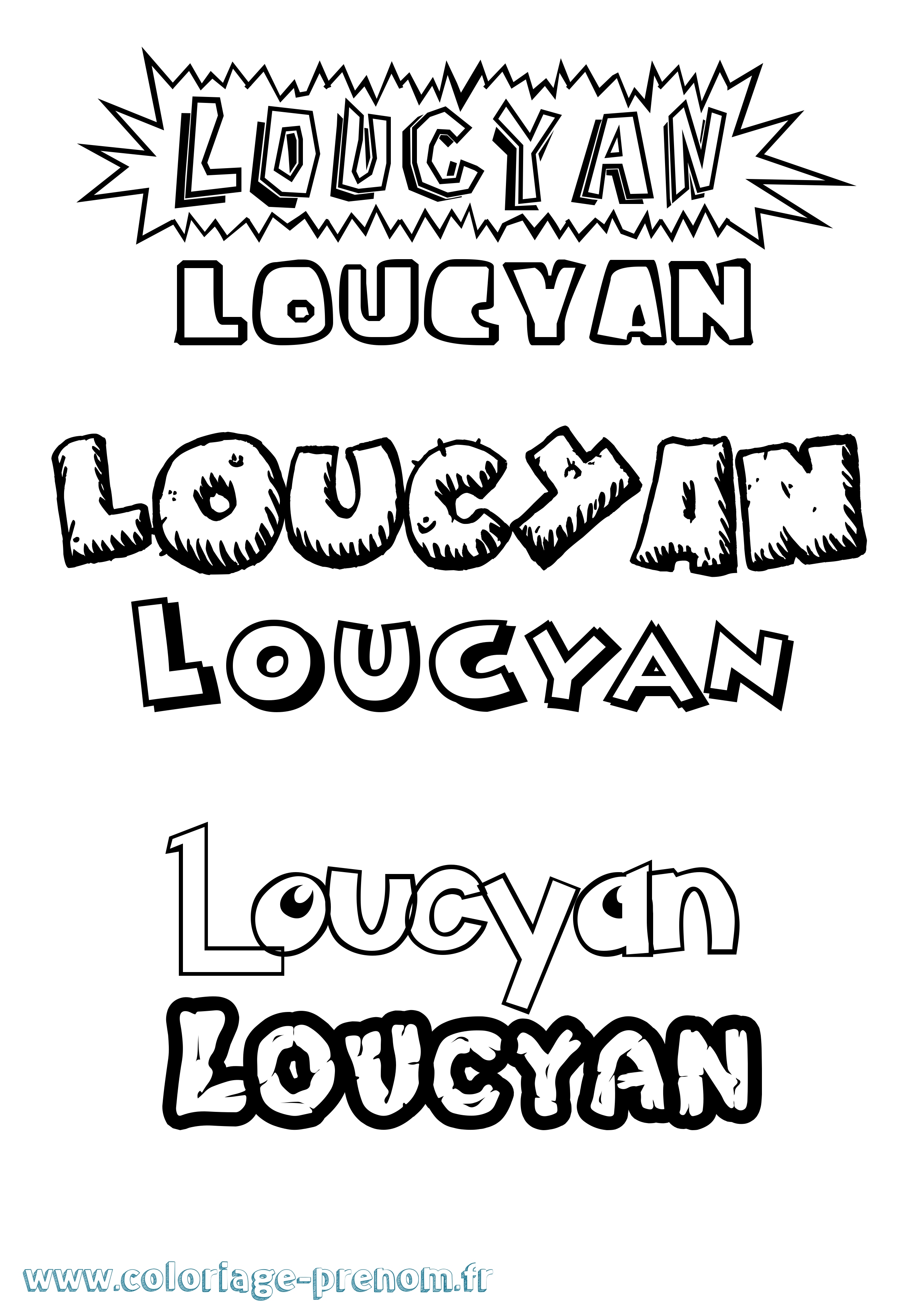 Coloriage Loucyan Dessin Animé Coloriage prénom Loucyan Dessin Animé
