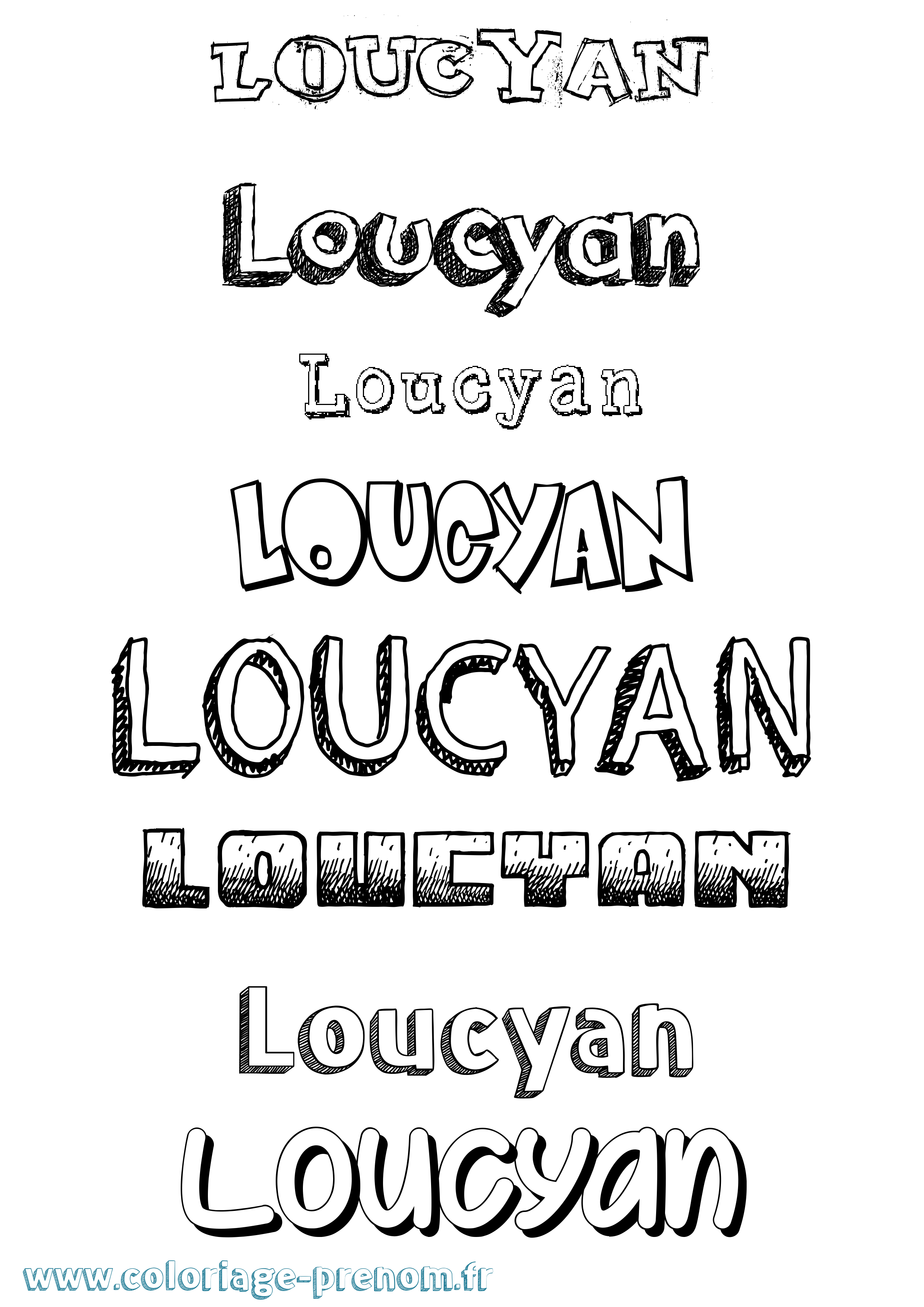 Coloriage Loucyan Dessiné Coloriage prénom Loucyan Dessiné