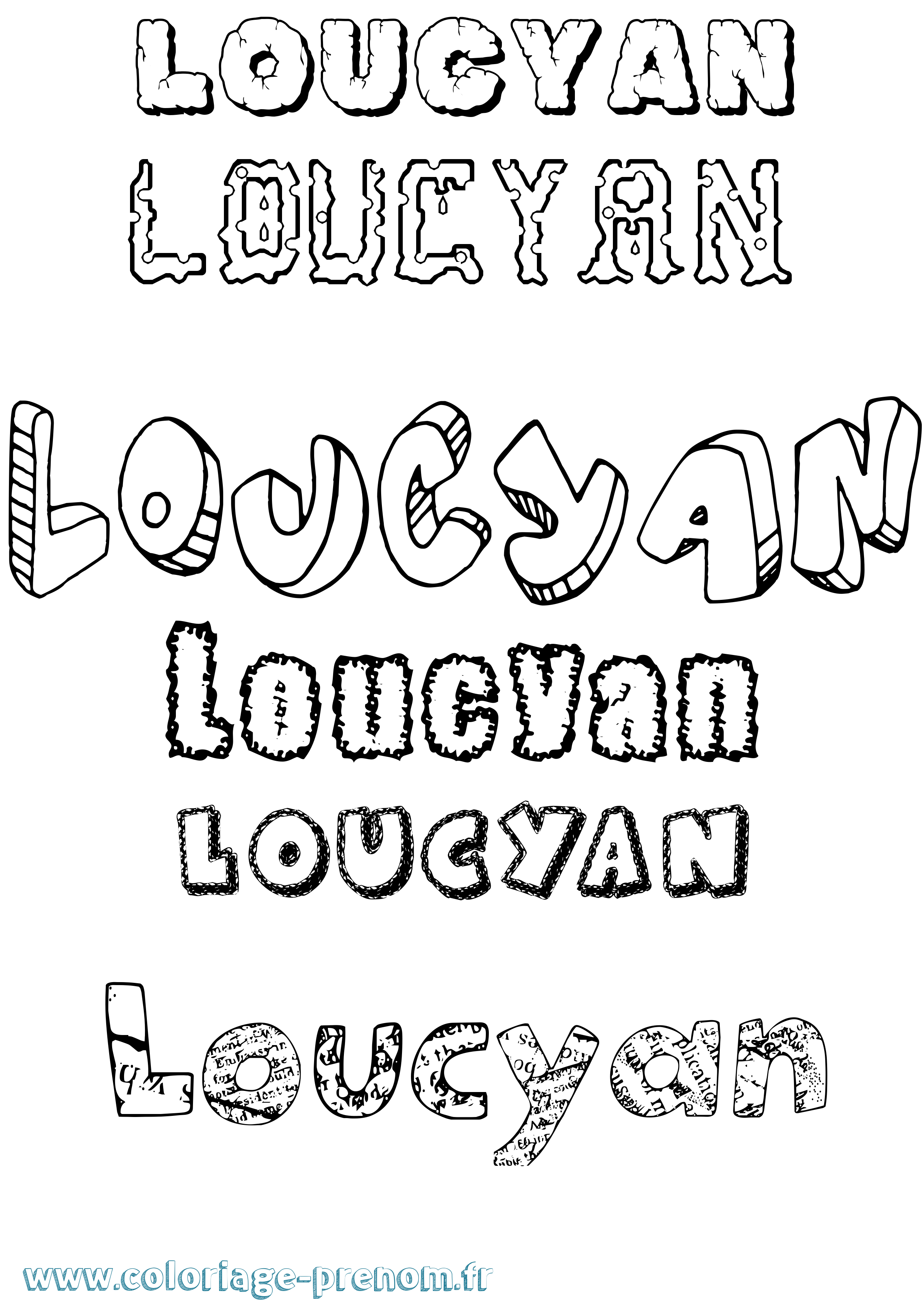 Coloriage Loucyan Destructuré Coloriage prénom Loucyan Destructuré