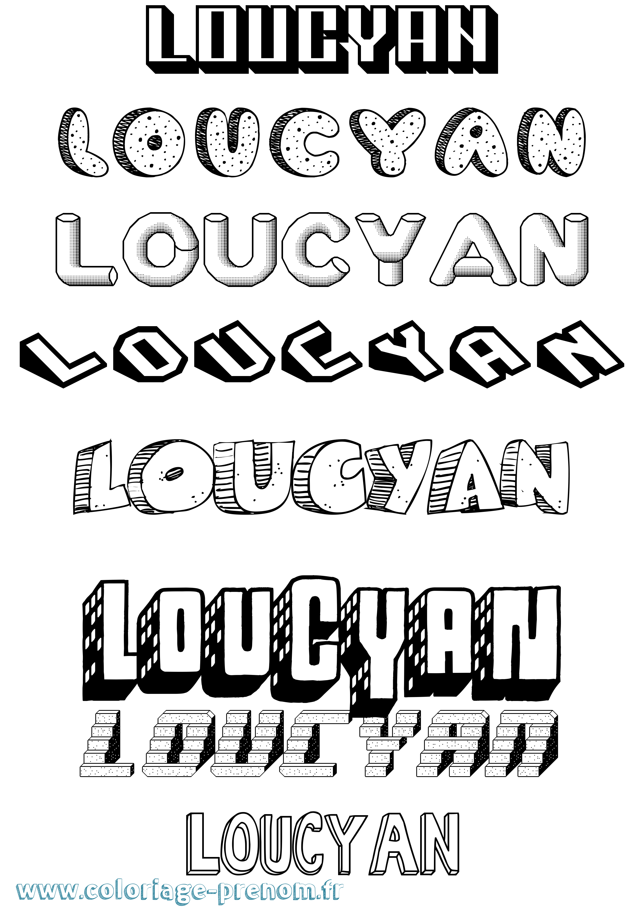 Coloriage Loucyan Effet 3D Coloriage prénom Loucyan Effet 3D