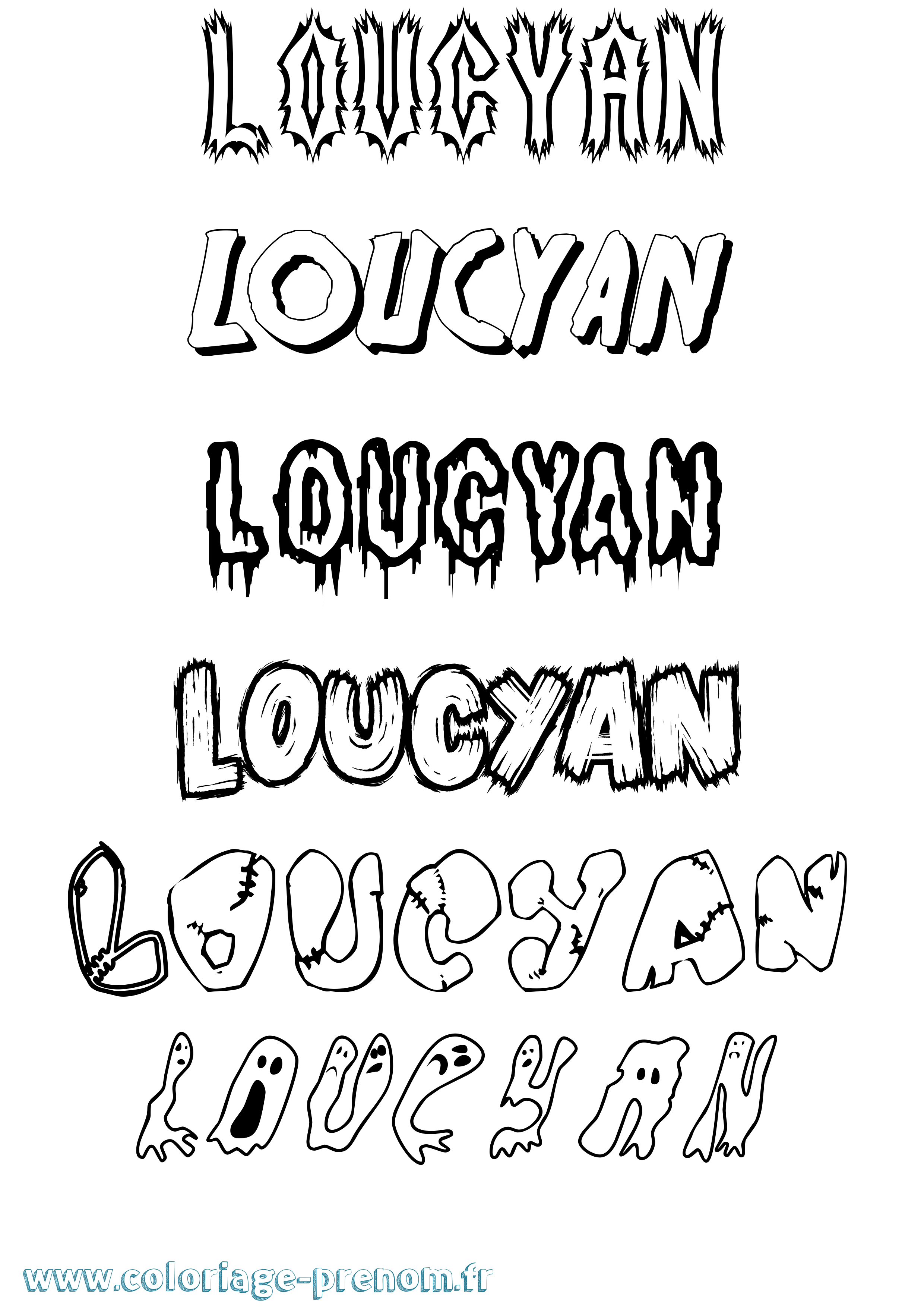 Coloriage Loucyan Frisson Coloriage prénom Loucyan Frisson