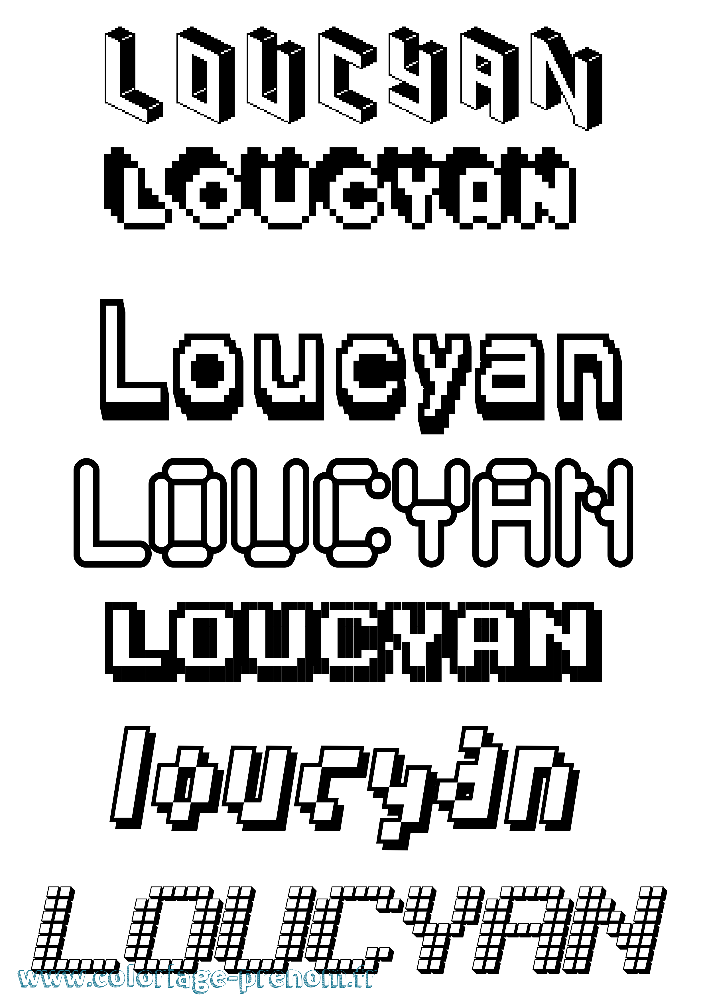 Coloriage Loucyan Pixel Coloriage prénom Loucyan Pixel