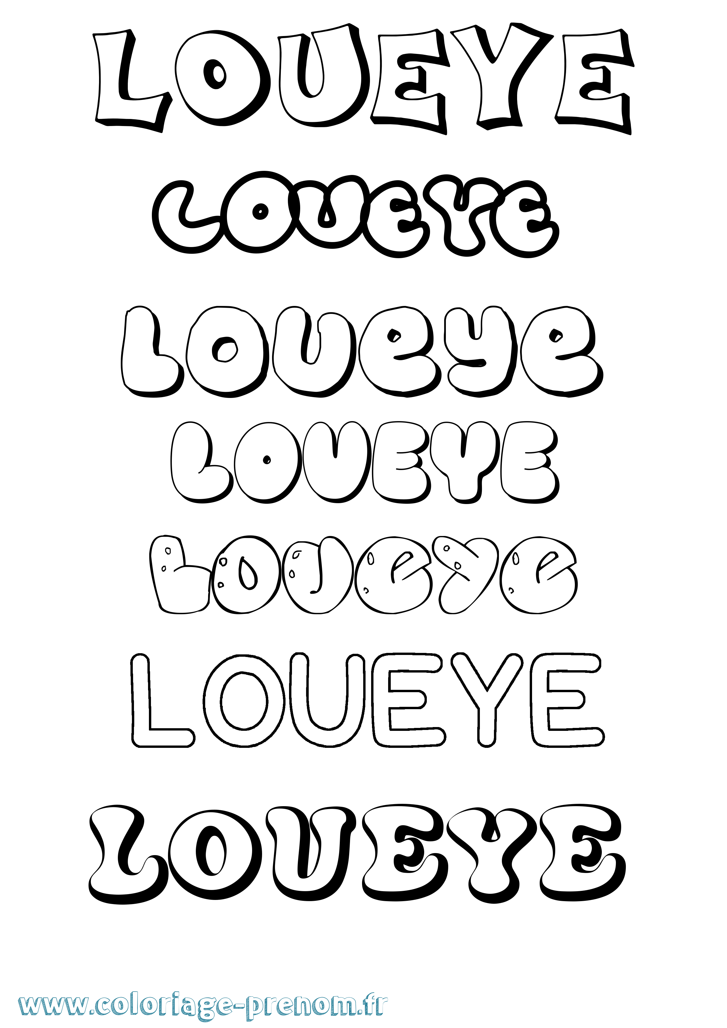 Coloriage Loueye Bubble Coloriage prénom Loueye Bubble
