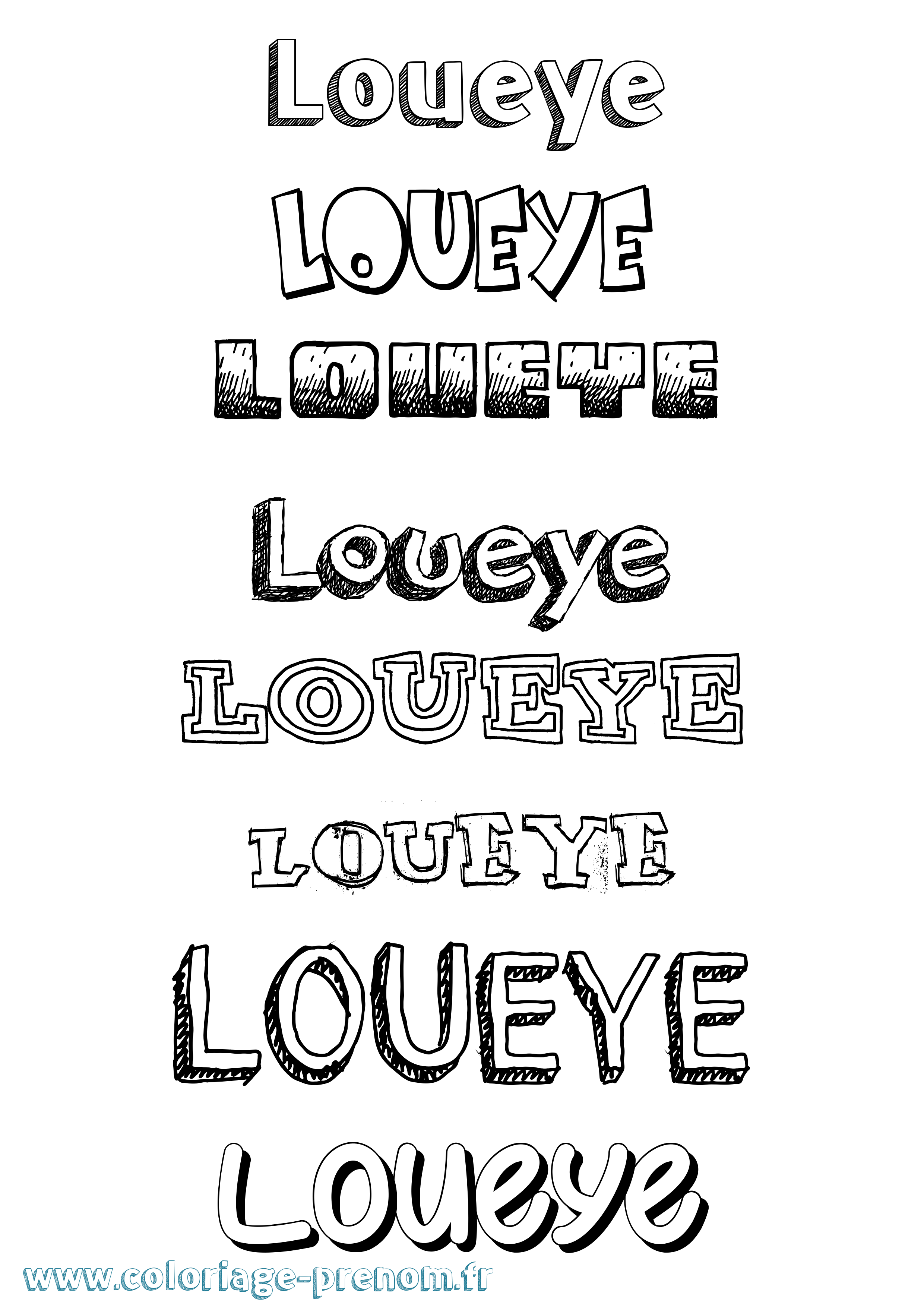 Coloriage Loueye Dessiné Coloriage prénom Loueye Dessiné