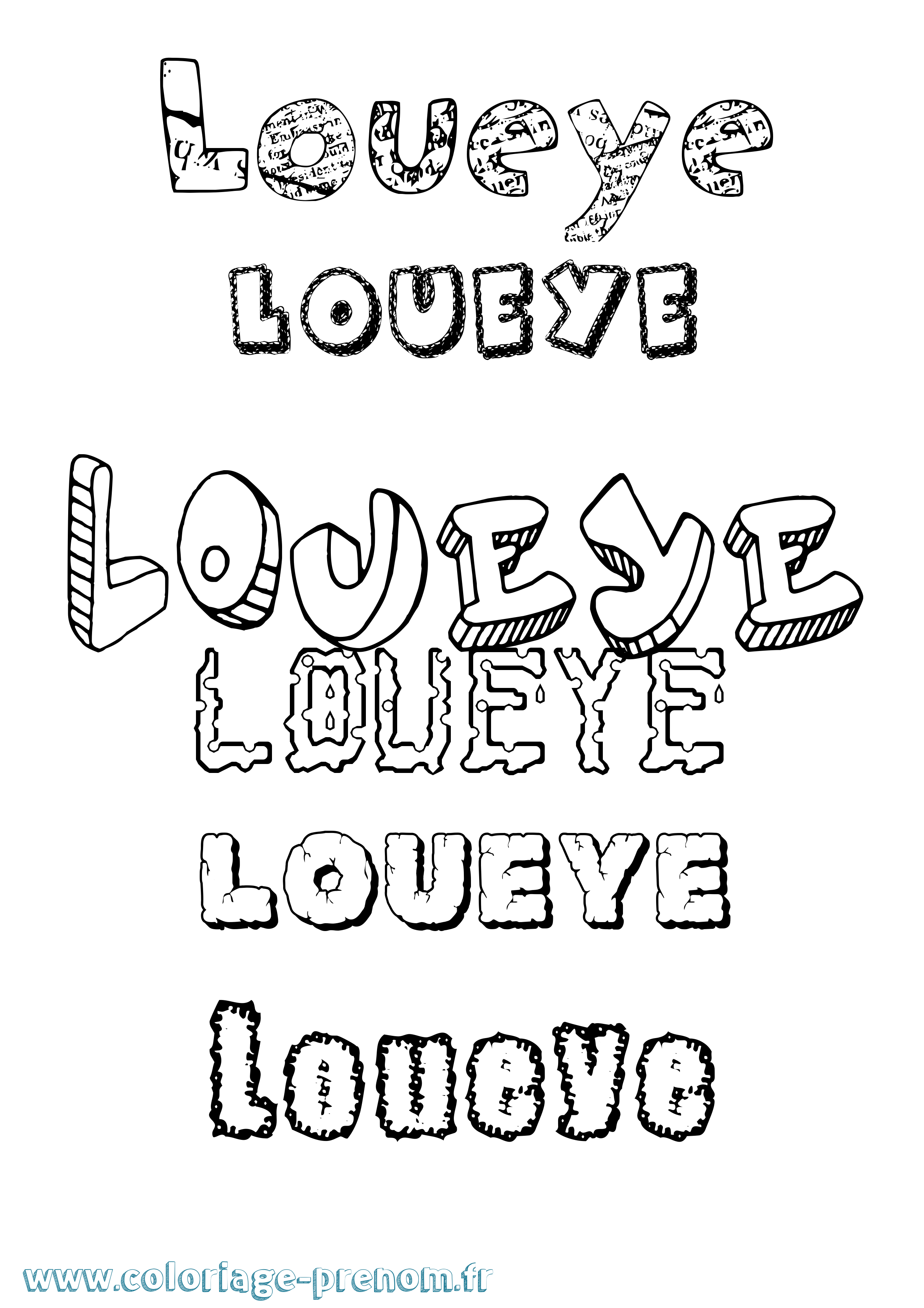 Coloriage Loueye Destructuré Coloriage prénom Loueye Destructuré