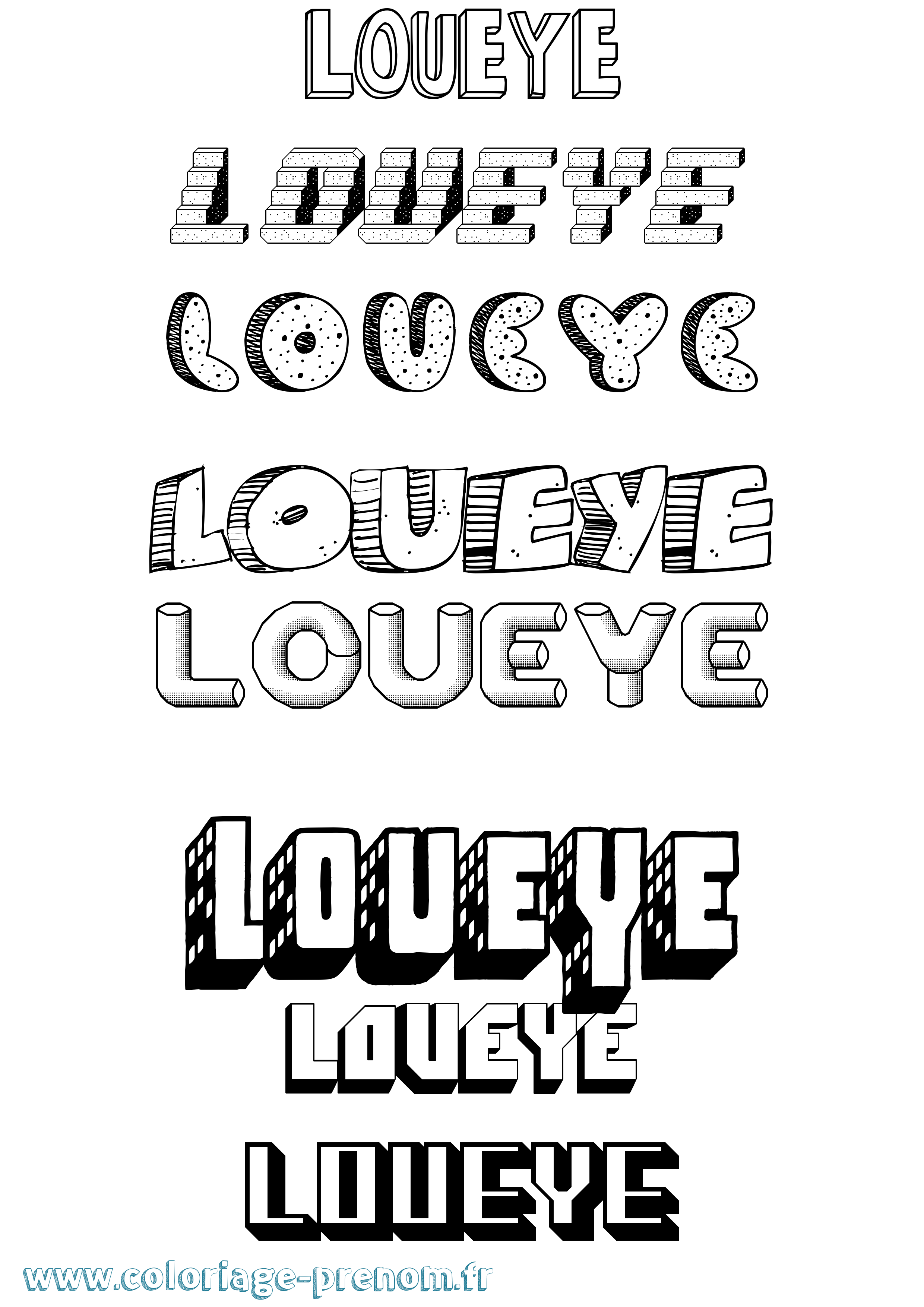Coloriage Loueye Effet 3D Coloriage prénom Loueye Effet 3D