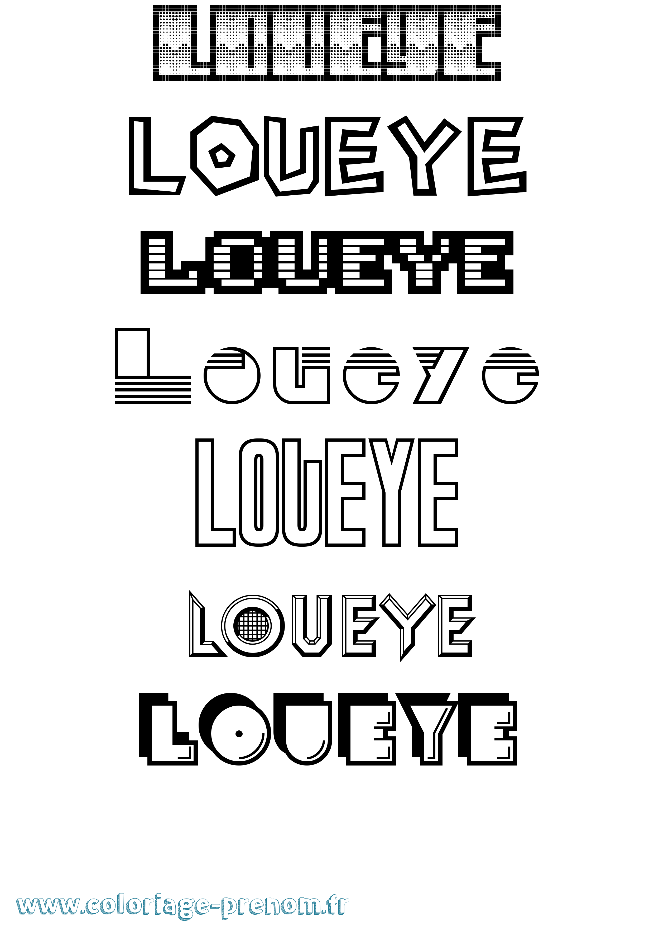 Coloriage Loueye Jeux Vidéos Coloriage prénom Loueye Jeux Vidéos