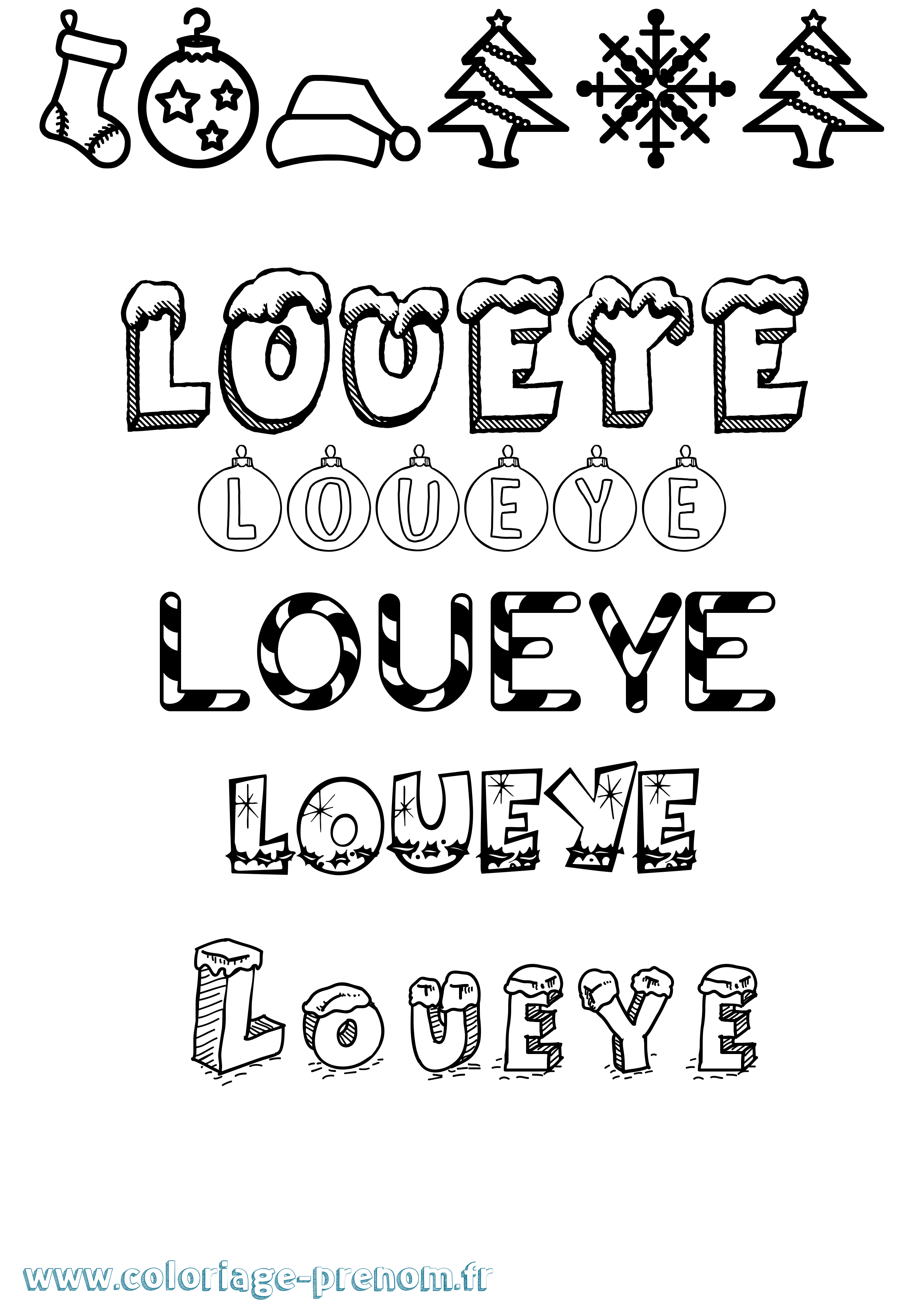 Coloriage Loueye Noël Coloriage prénom Loueye Noël