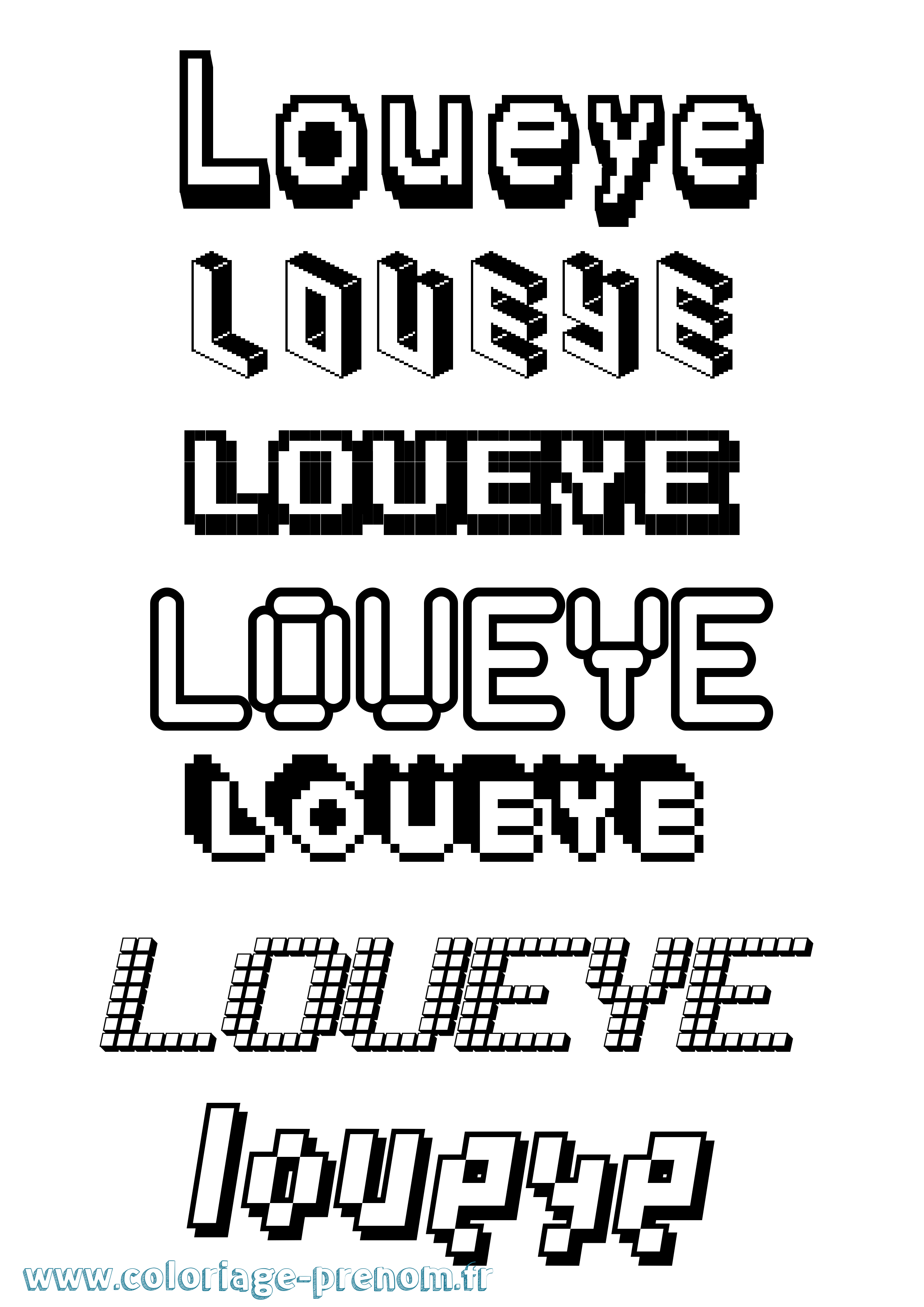 Coloriage Loueye Pixel Coloriage prénom Loueye Pixel