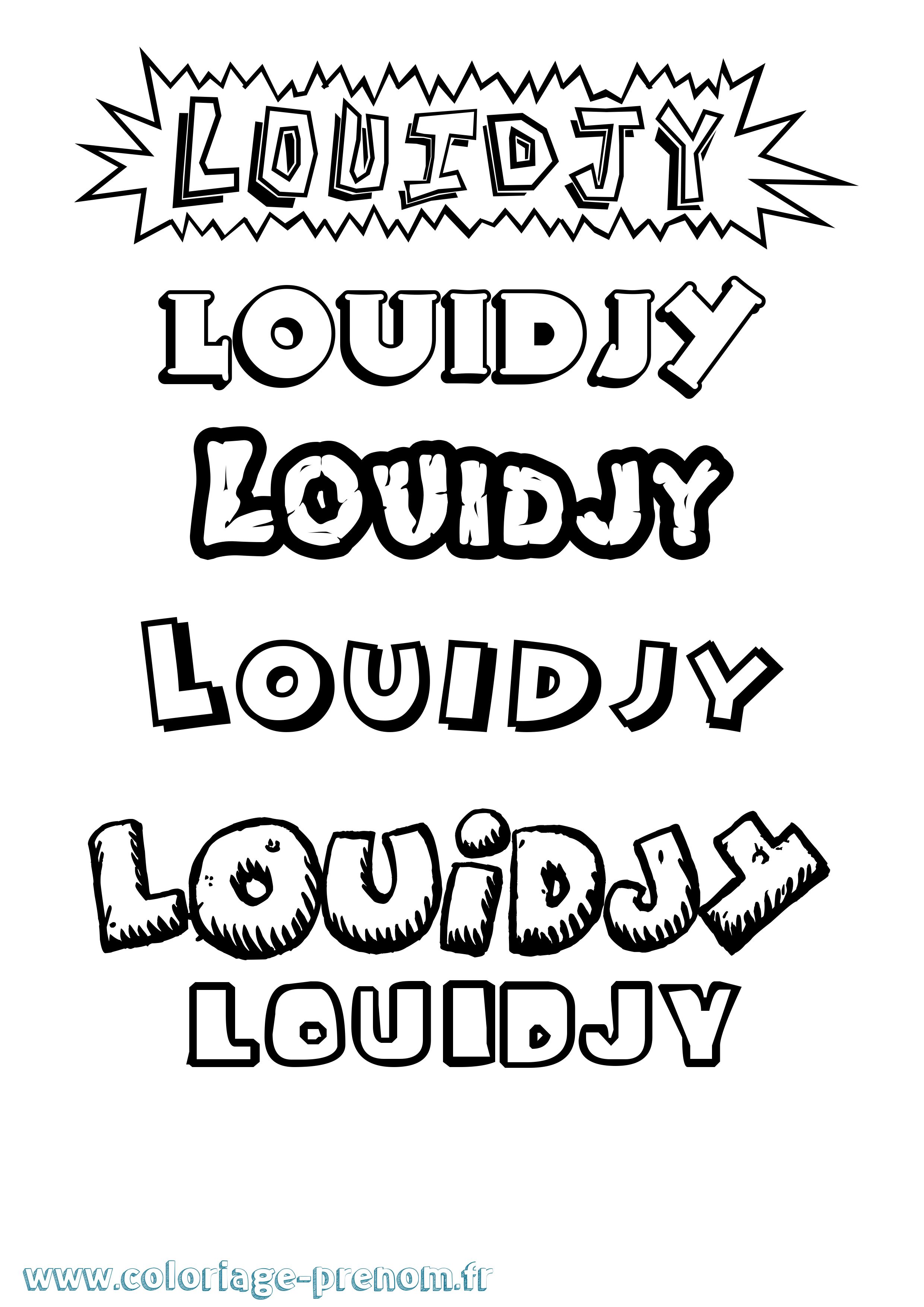 Coloriage Louidjy Dessin Animé Coloriage prénom Louidjy Dessin Animé