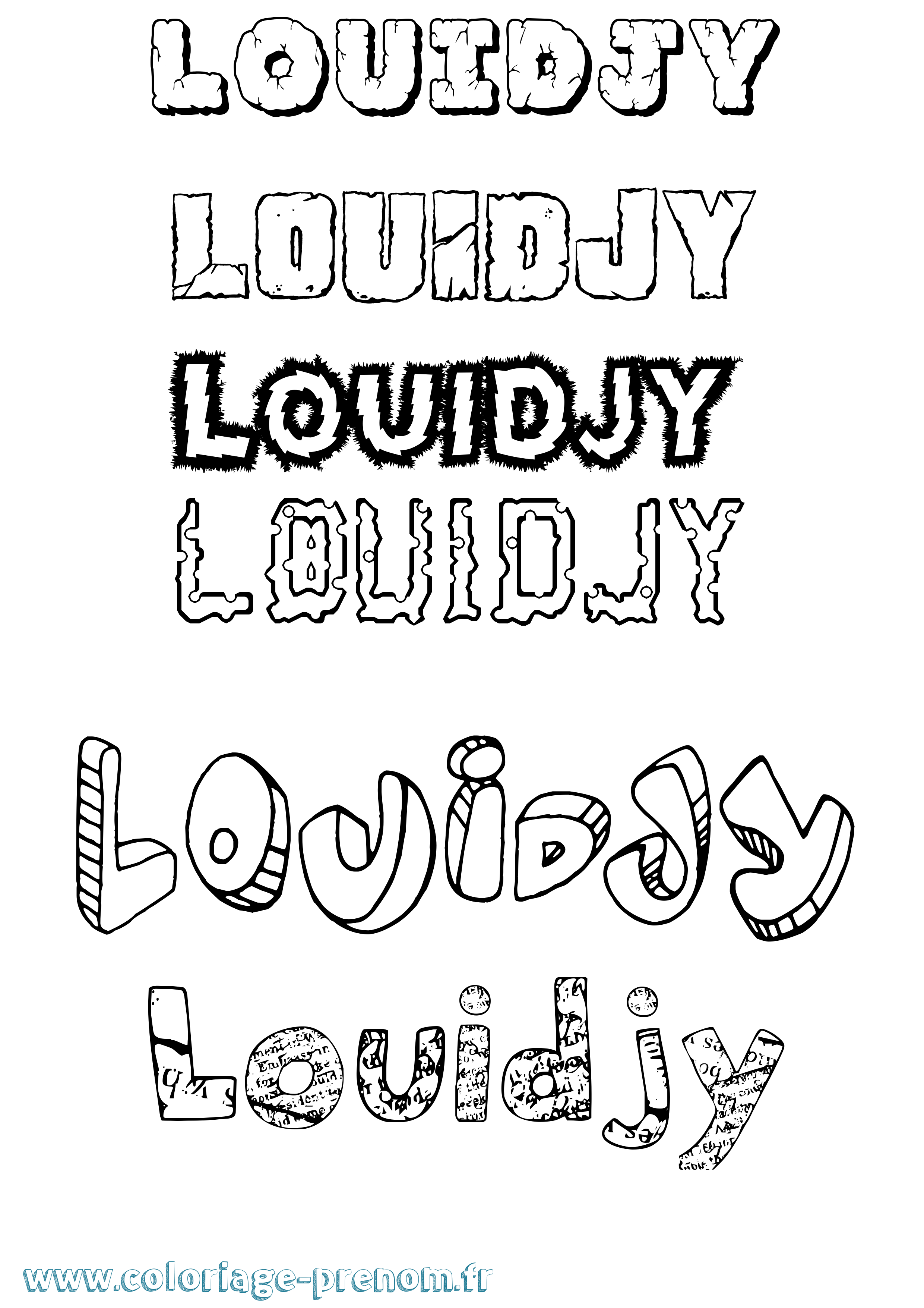 Coloriage Louidjy Destructuré Coloriage prénom Louidjy Destructuré