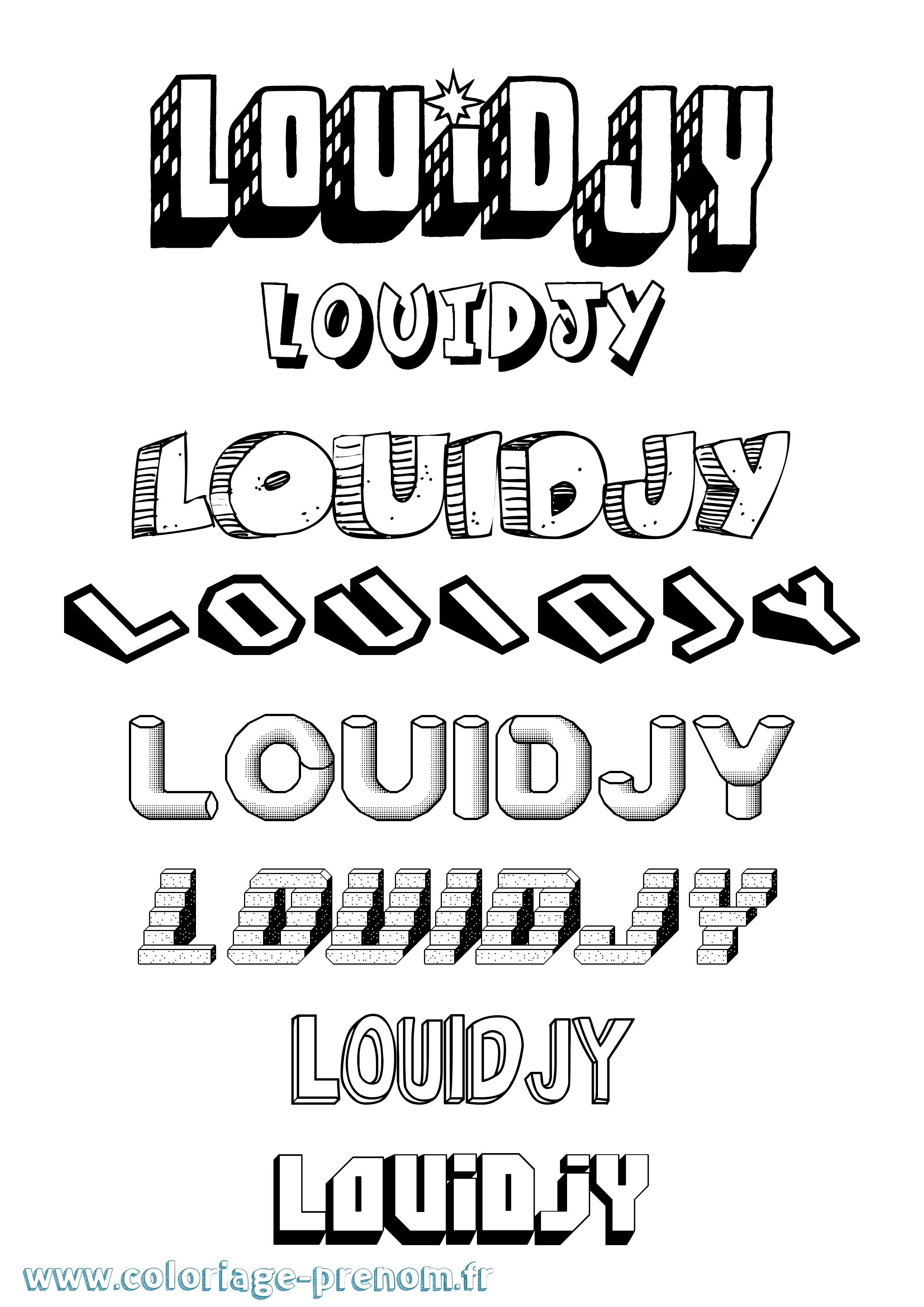 Coloriage Louidjy Effet 3D Coloriage prénom Louidjy Effet 3D