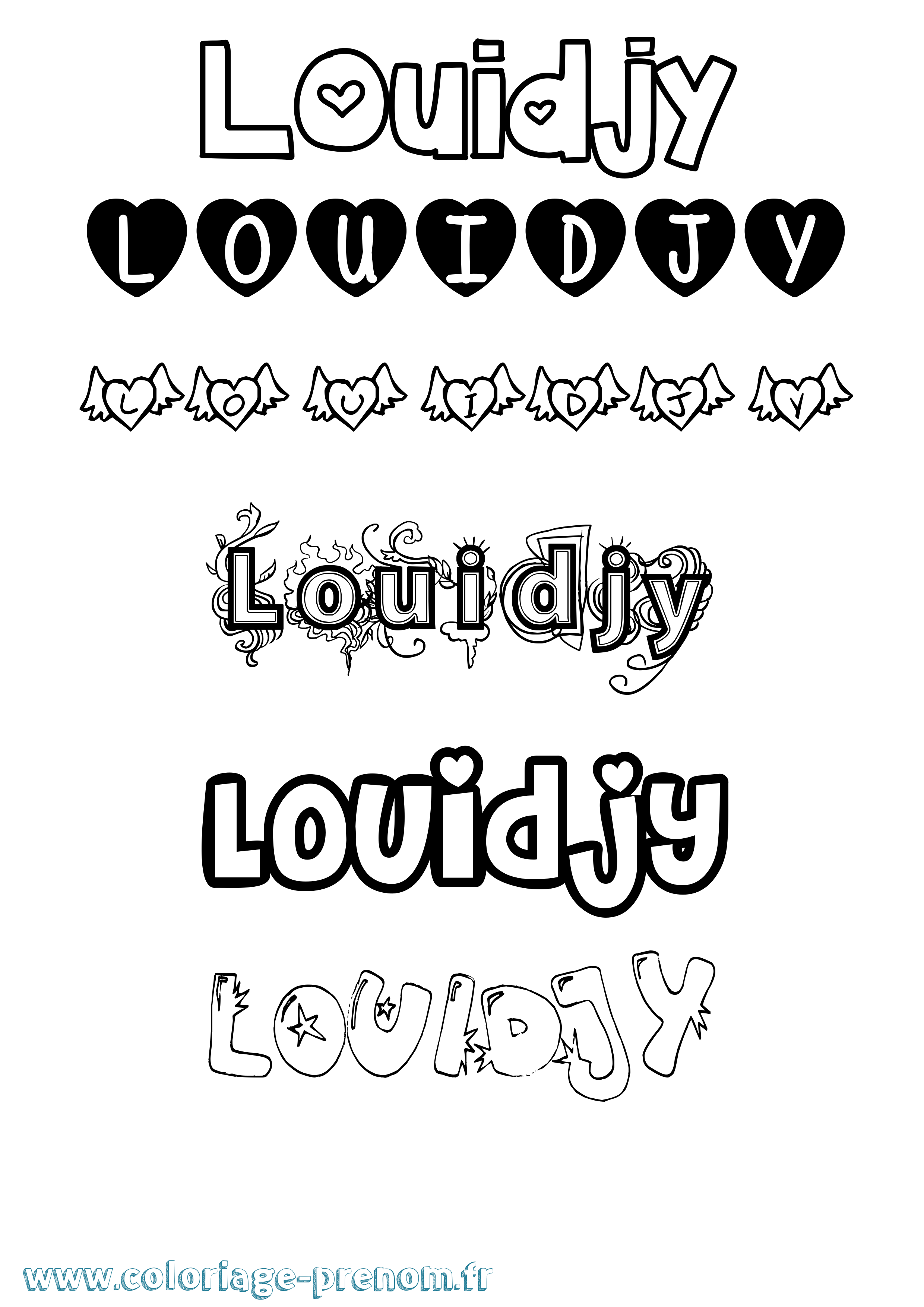 Coloriage Louidjy Girly Coloriage prénom Louidjy Girly