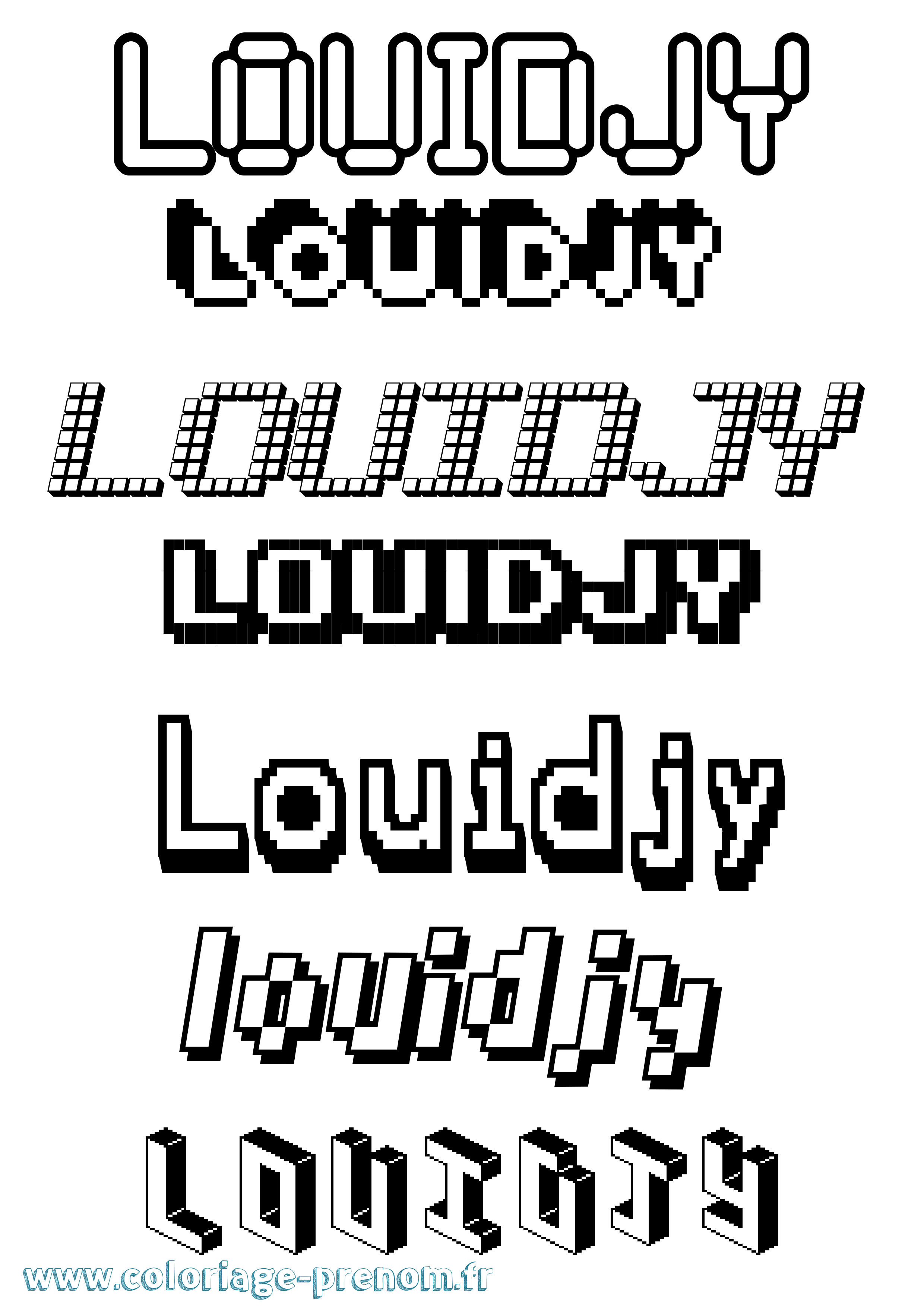 Coloriage Louidjy Pixel Coloriage prénom Louidjy Pixel