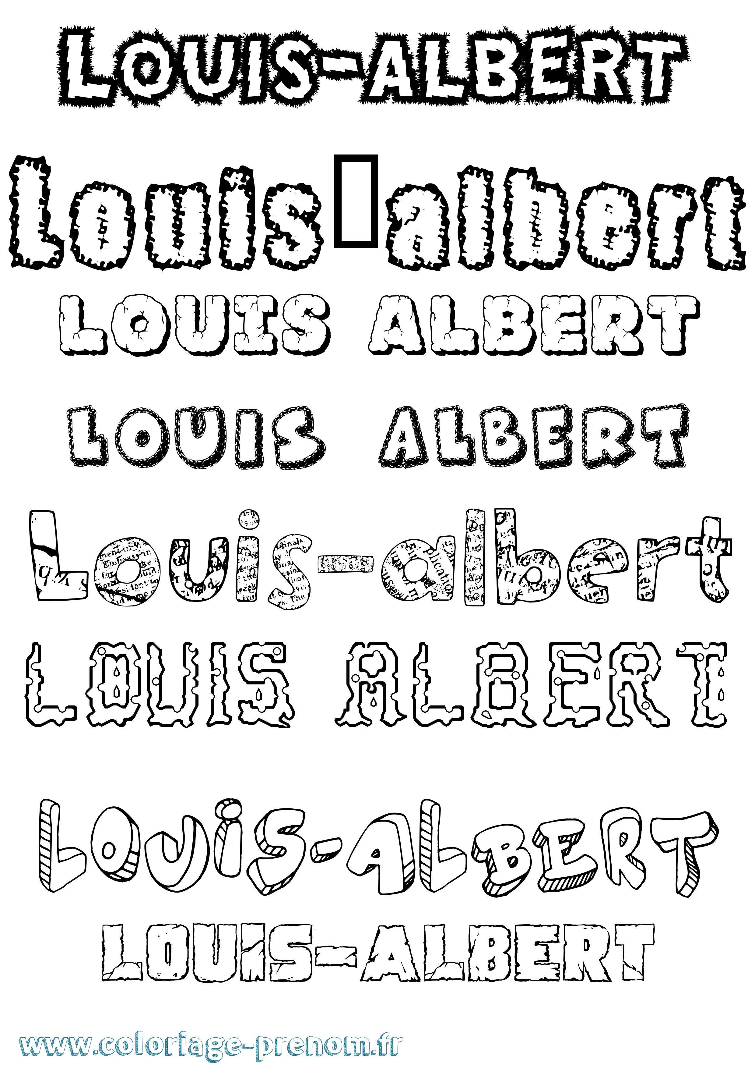 Coloriage Louis-Albert Destructuré Coloriage prénom Louis-Albert Destructuré