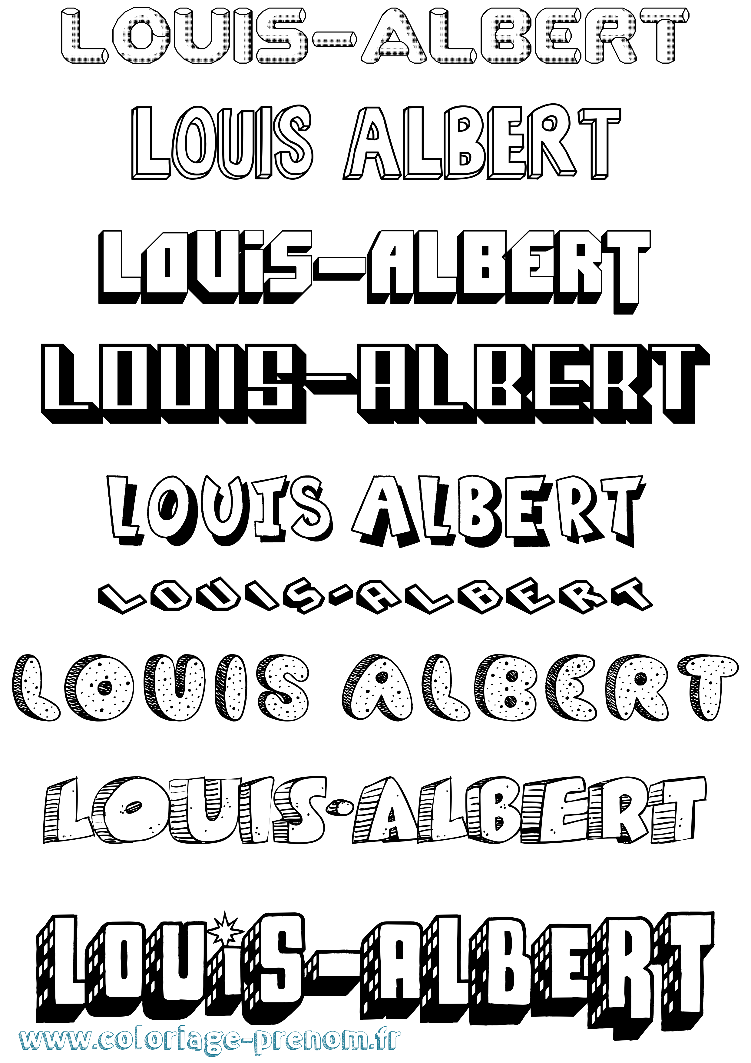 Coloriage Louis-Albert Effet 3D Coloriage prénom Louis-Albert Effet 3D