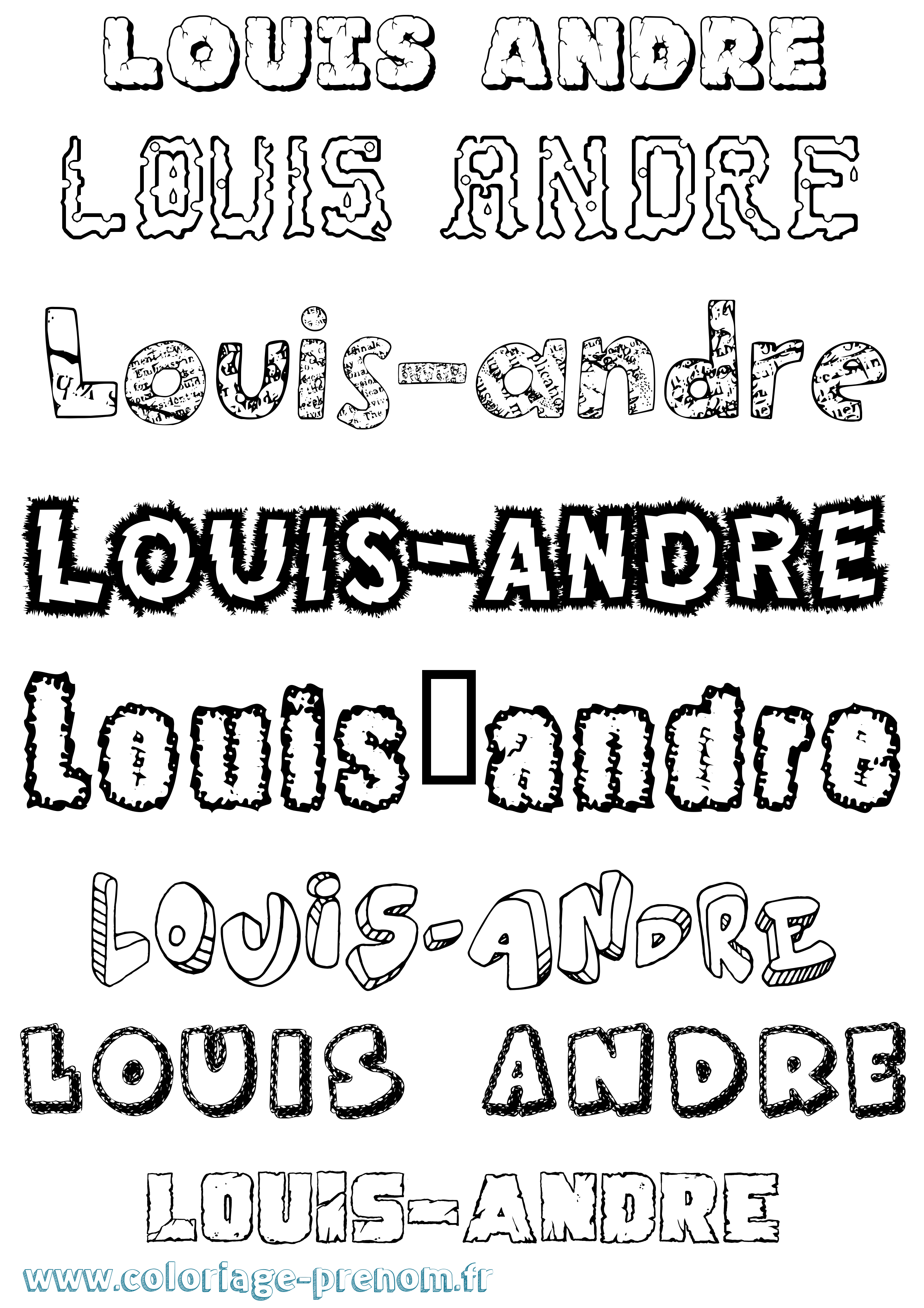 Coloriage Louis-André Destructuré Coloriage prénom Louis-André Destructuré