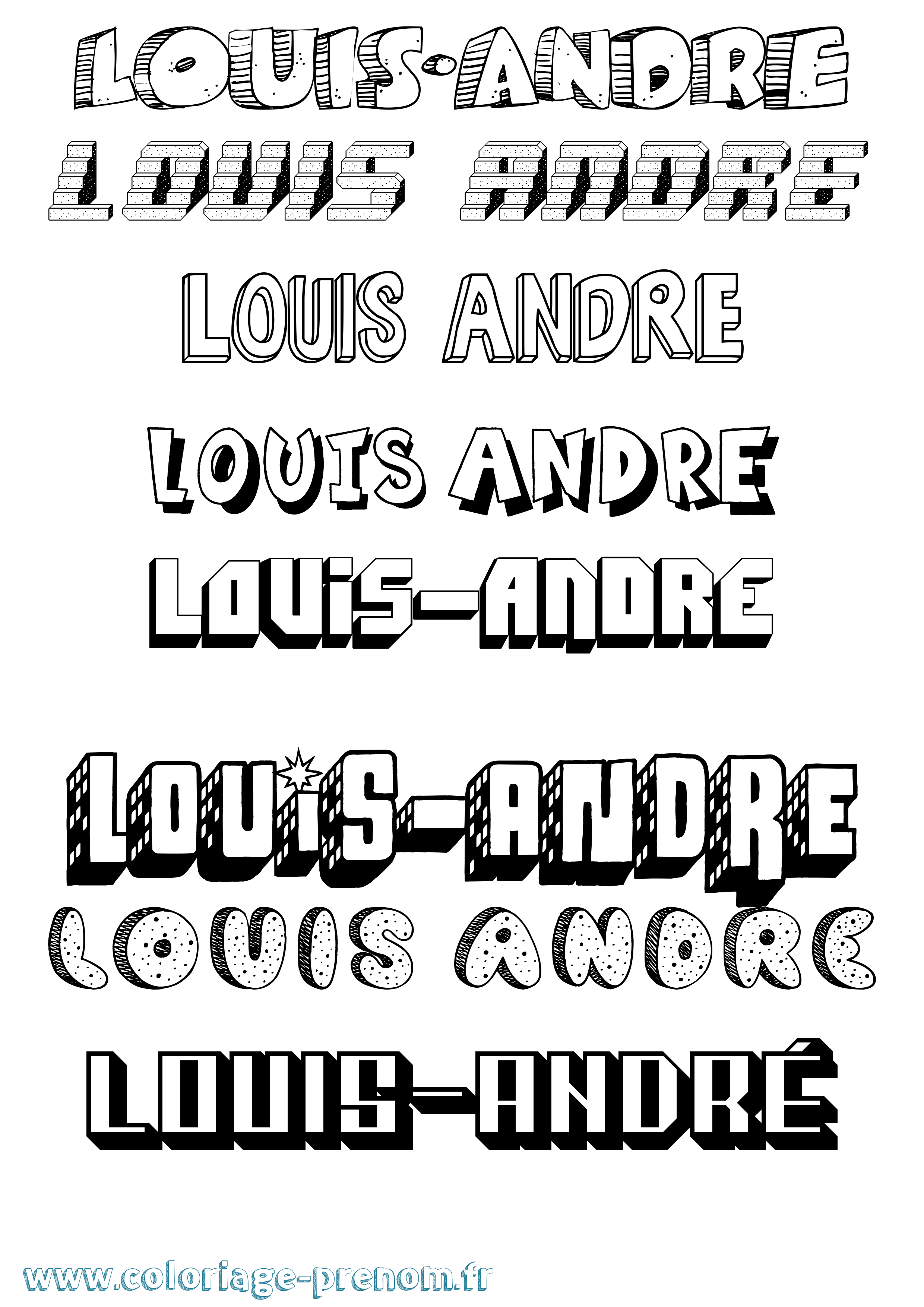 Coloriage Louis-André Effet 3D Coloriage prénom Louis-André Effet 3D
