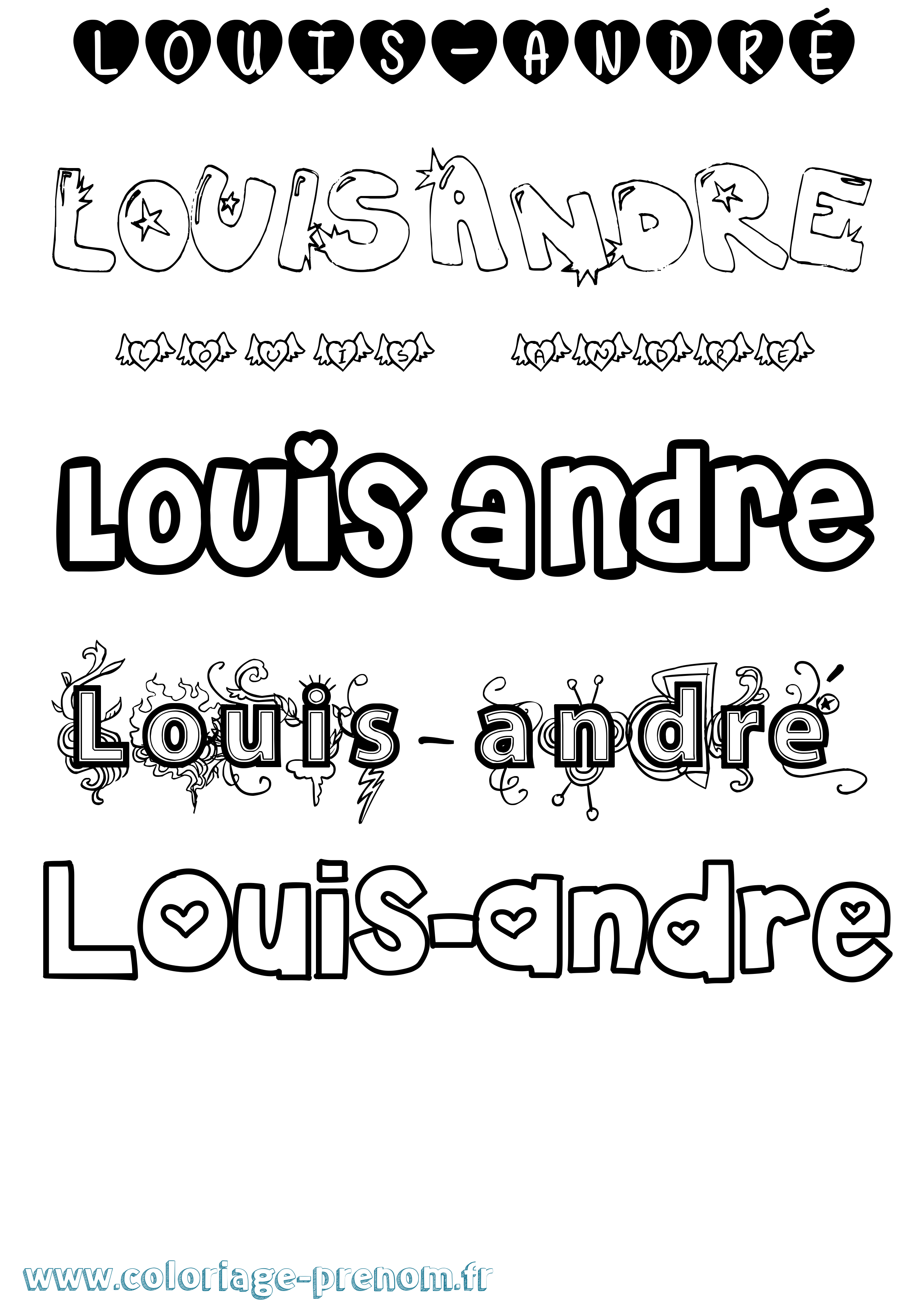 Coloriage Louis-André Girly Coloriage prénom Louis-André Girly
