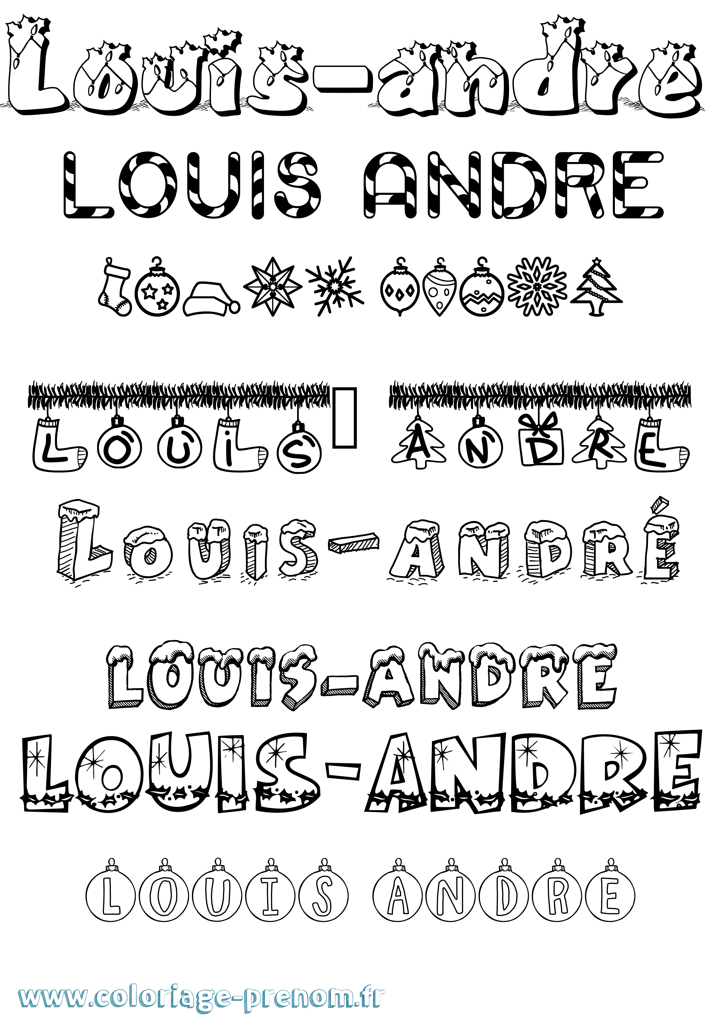 Coloriage Louis-André Noël Coloriage prénom Louis-André Noël