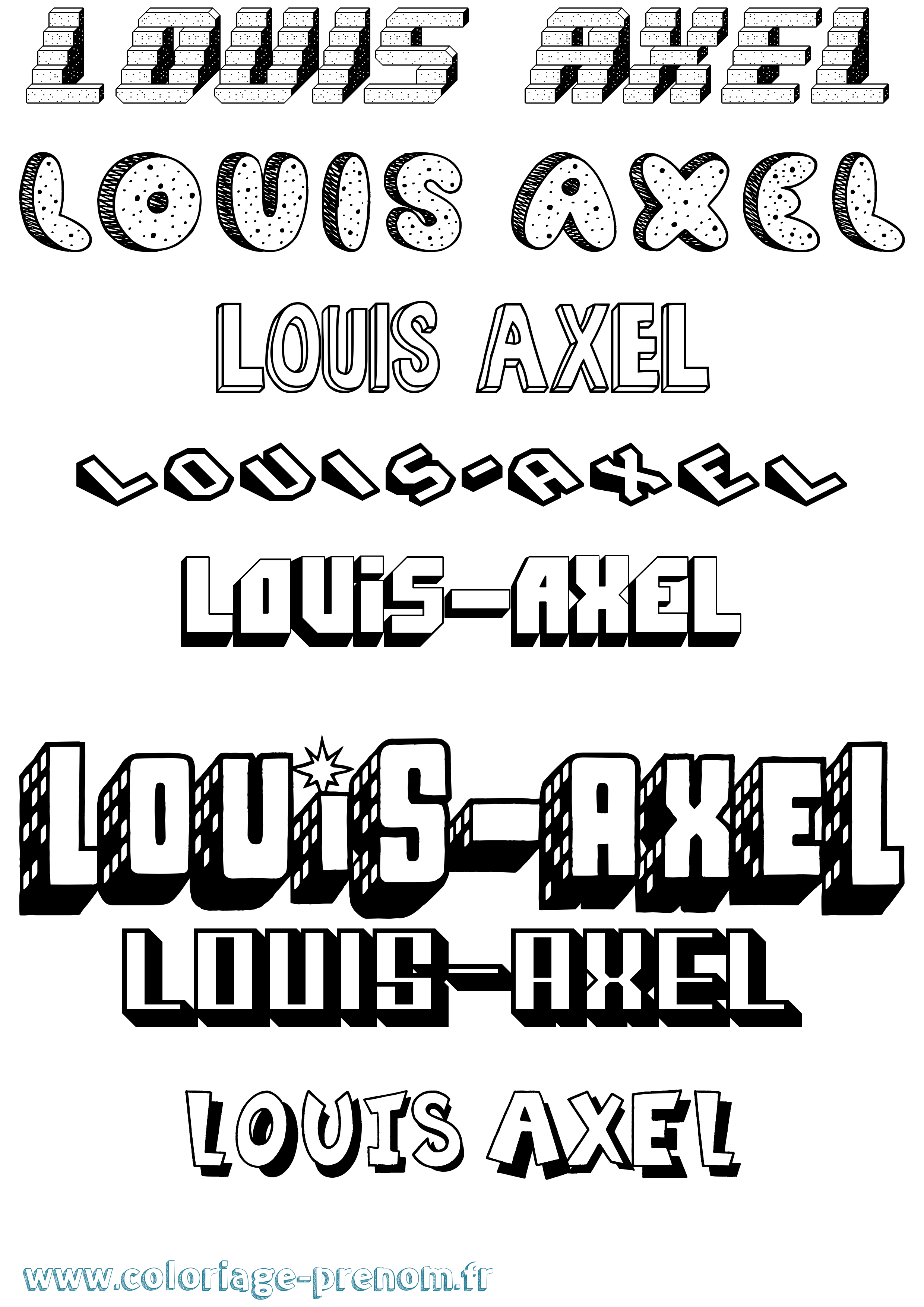 Coloriage Louis-Axel Effet 3D Coloriage prénom Louis-Axel Effet 3D