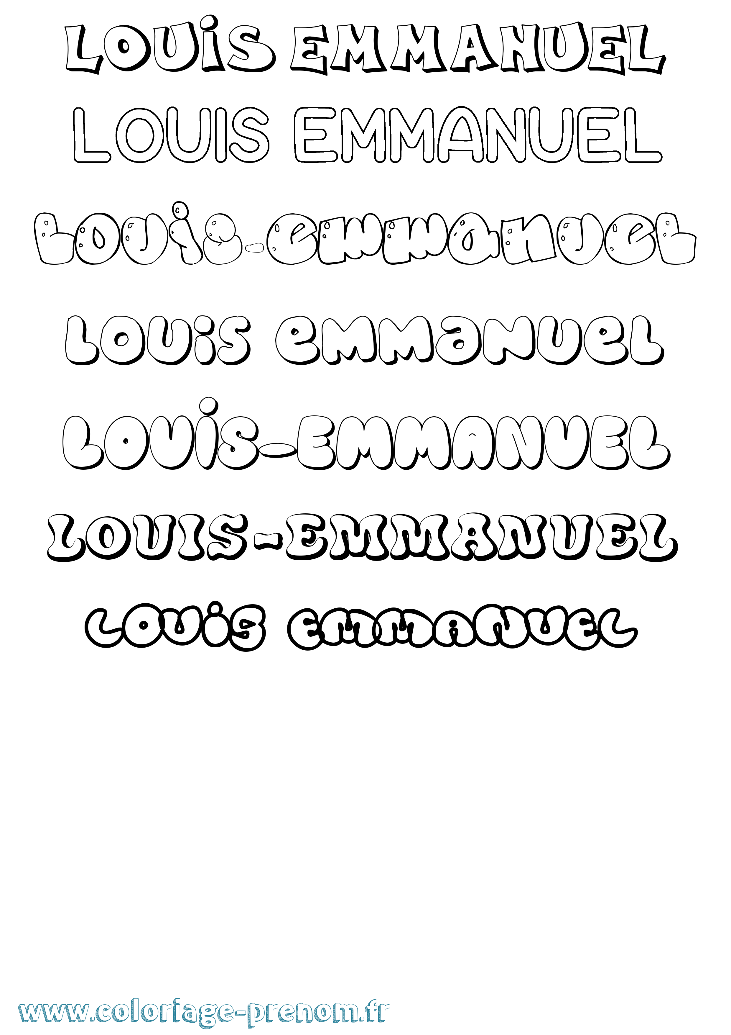 Coloriage Louis-Emmanuel Bubble Coloriage prénom Louis-Emmanuel Bubble