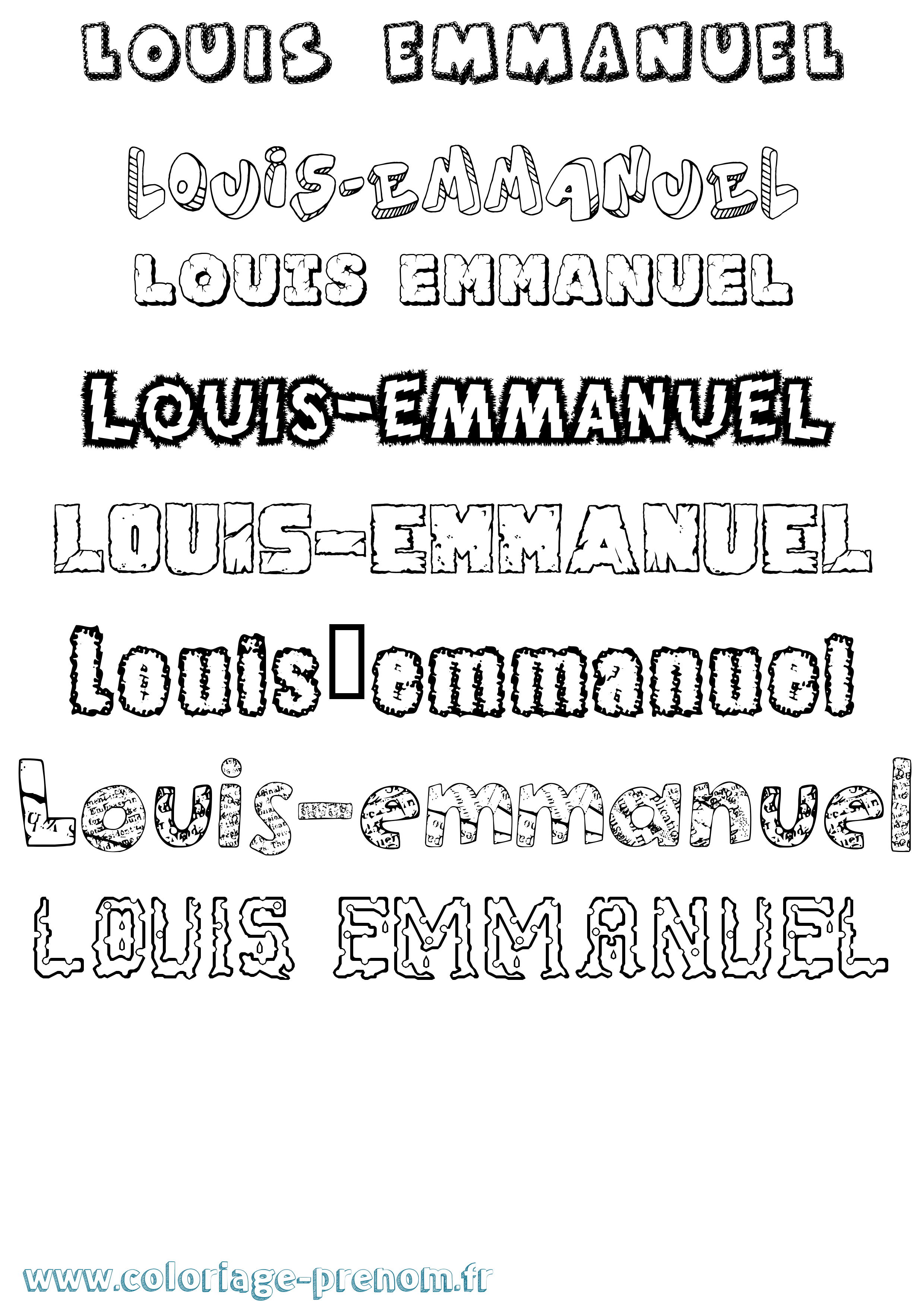 Coloriage Louis-Emmanuel Destructuré Coloriage prénom Louis-Emmanuel Destructuré
