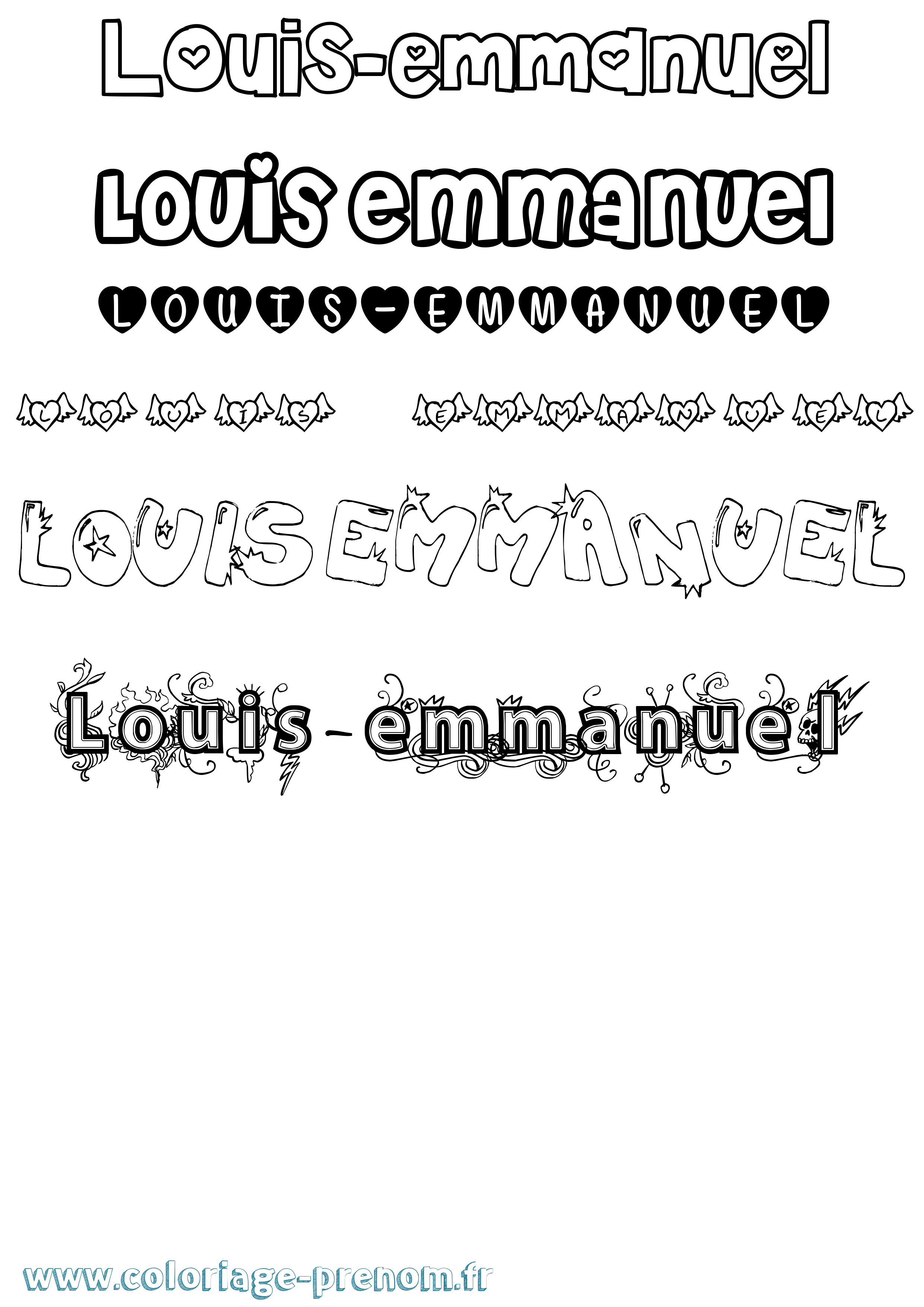 Coloriage Louis-Emmanuel Girly Coloriage prénom Louis-Emmanuel Girly